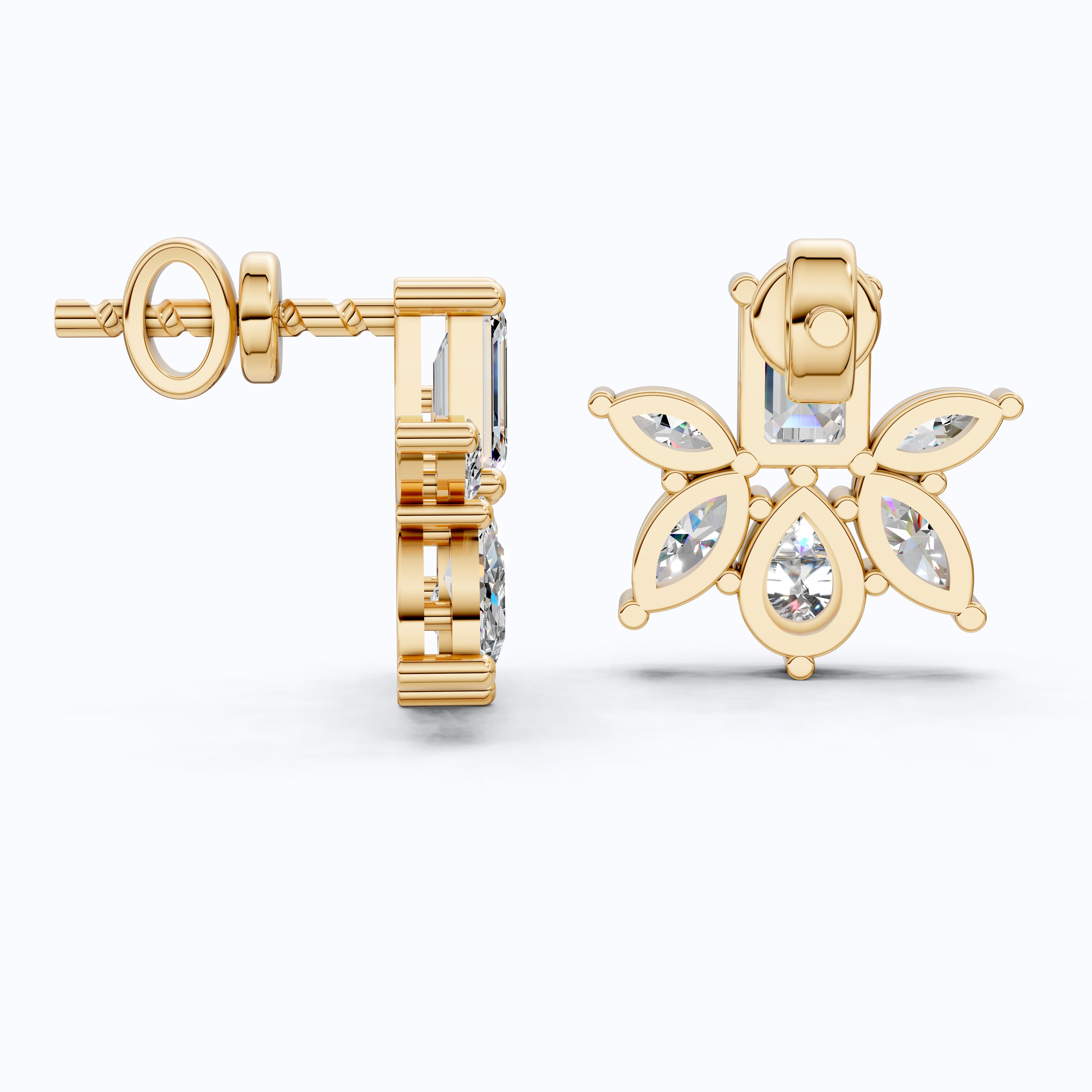 Modern Butterfly Statement Wedding Earrings in 14K Solid Gold, 1.84 TCW Multi Cut Lab Grown Diamonds, Bridal Party Jewelry, Anniversary Gift for Her