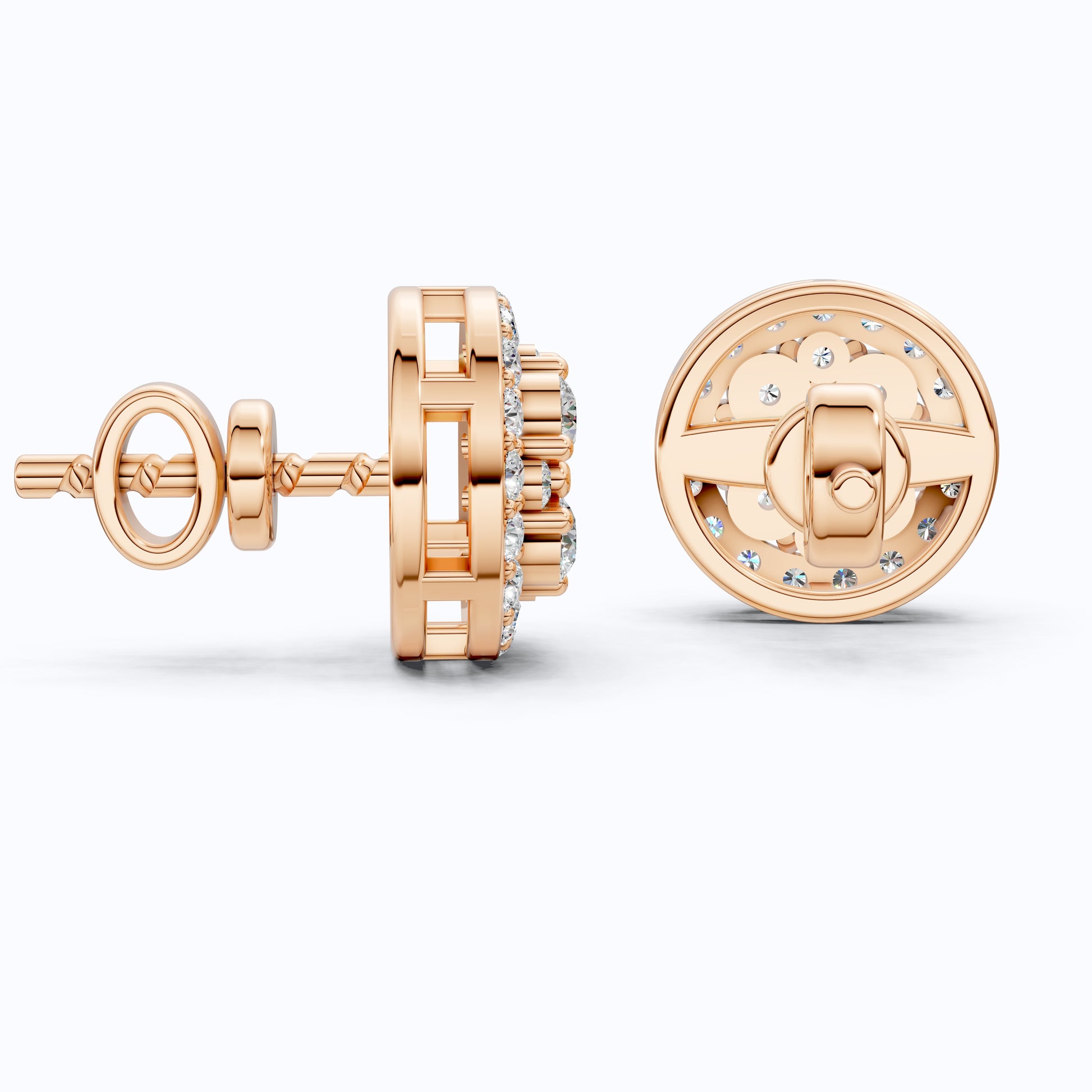 Stunning Round Cluster Stud Wedding Earrings in Lab Diamond-14K Solid Gold, Bridal Jewelry, Anniversary Gift For Women
