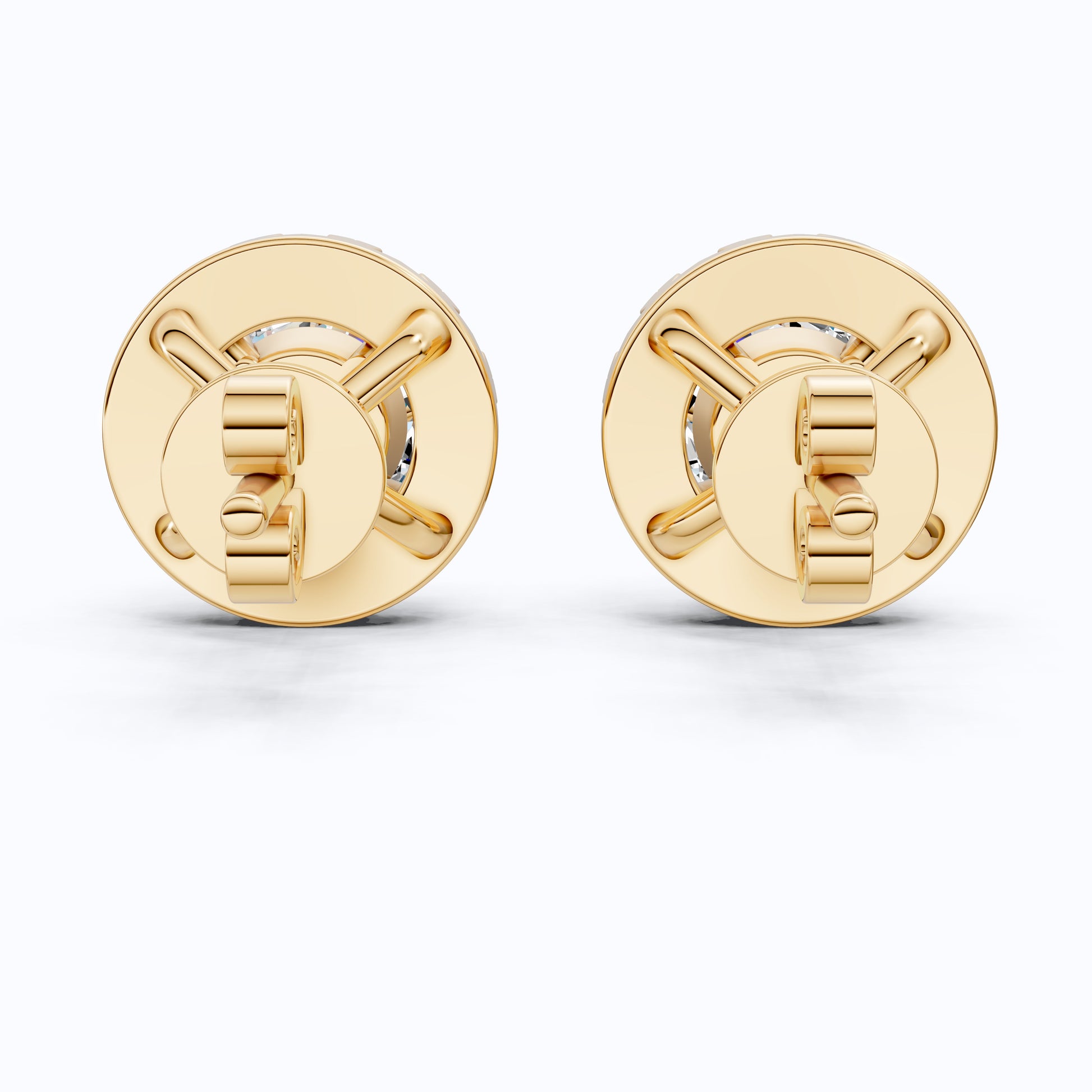 14K Yellow Gold Modern Halo Wedding Earrings, 1.32 TCW Round Cut Lab Created Diamonds, Handmade Jewelry, Wedding Gift for Bride