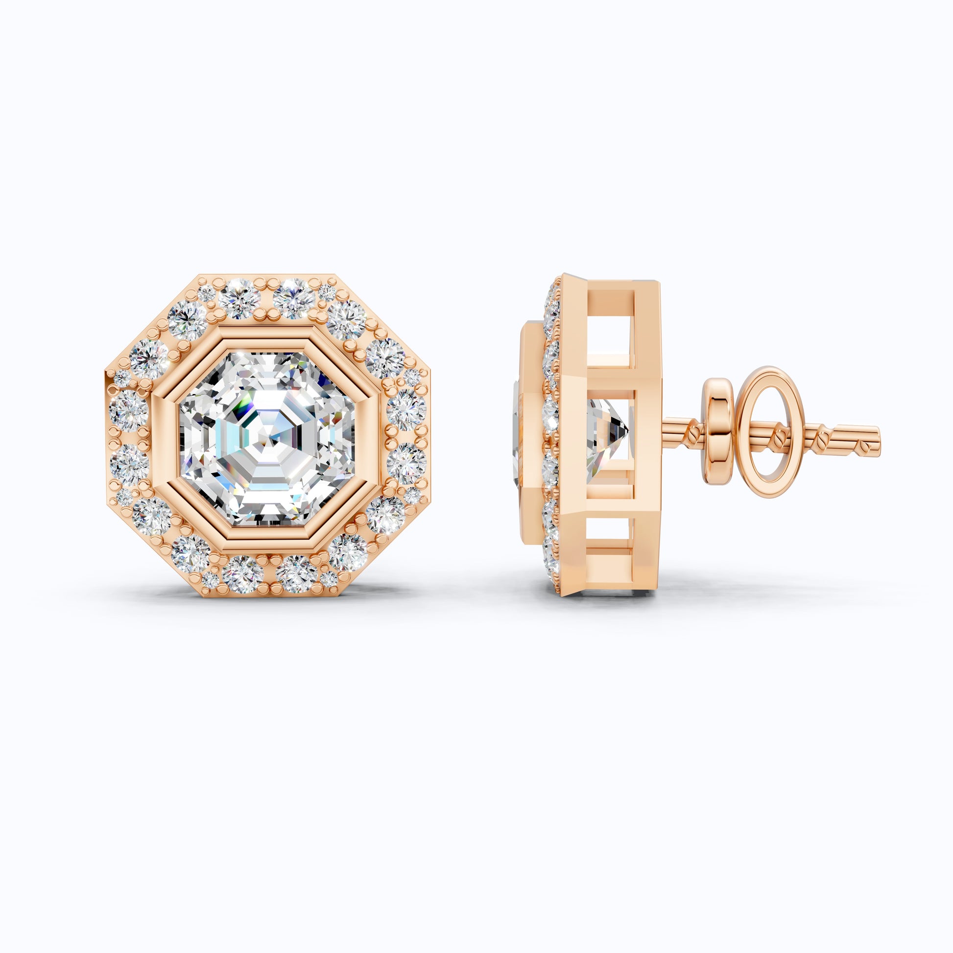 2.00 TCW Octagon Cut Lab Created Diamond Halo Earrings For Wife, Wedding Gift