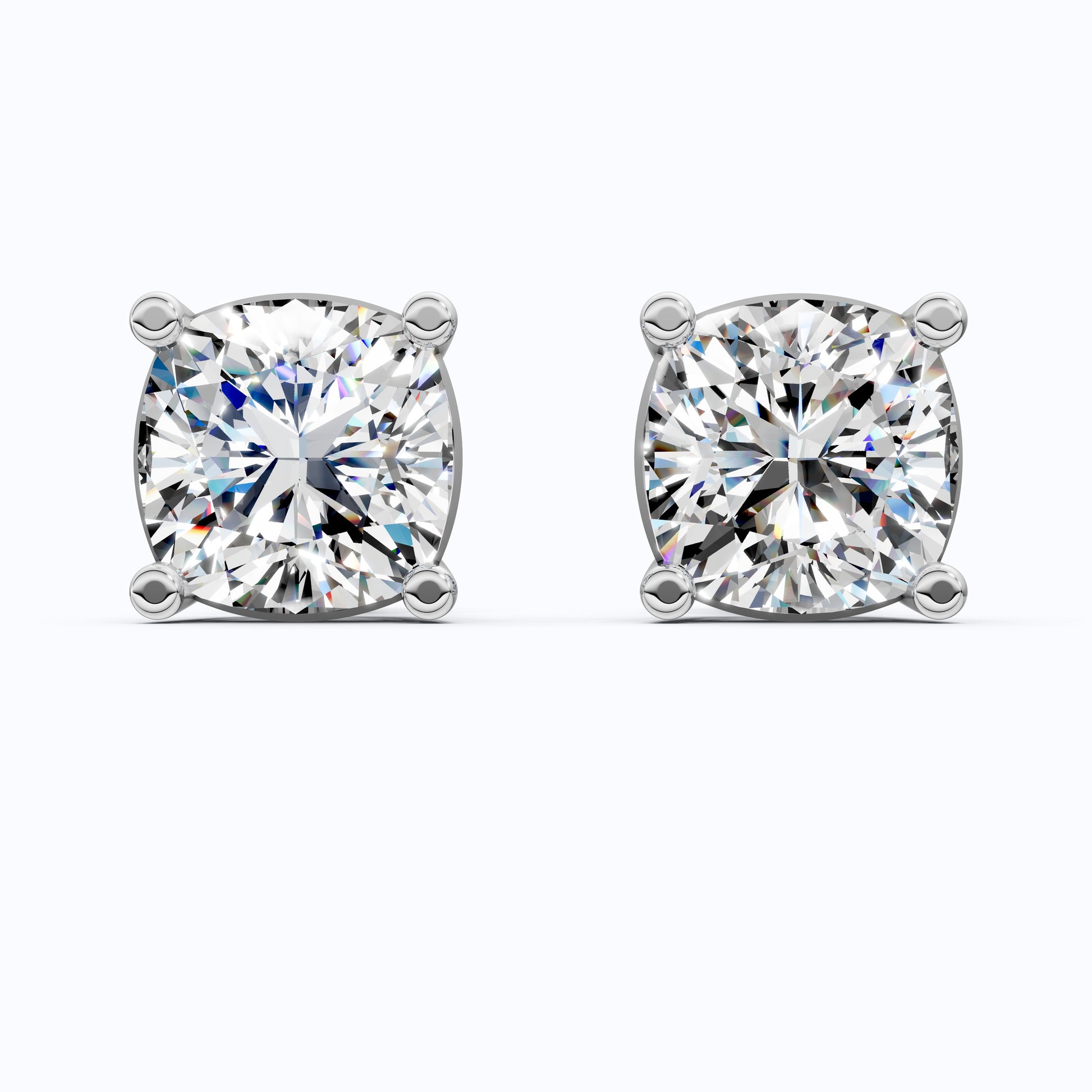 Sparkling Cushion Solitaire Stud Earrings in 14k Solid Gold, 1.00 TCW Cushion Cut Lab Diamonds, Special Occasion Gift for Wife, Elegant Handmade Studs