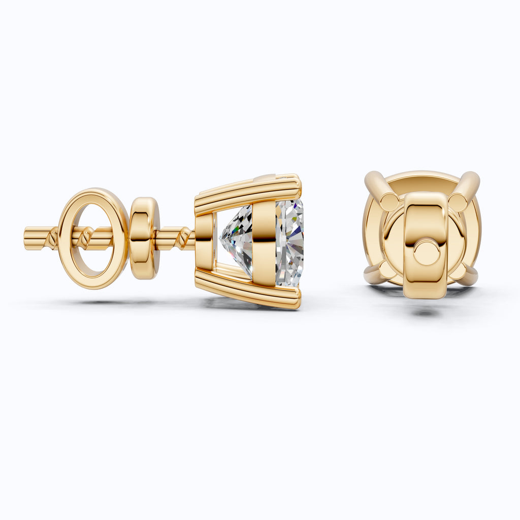 Sparkling Cushion Solitaire Stud Earrings in 14k Solid Gold, 1.00 TCW Cushion Cut Lab Diamonds, Special Occasion Gift for Wife, Elegant Handmade Studs