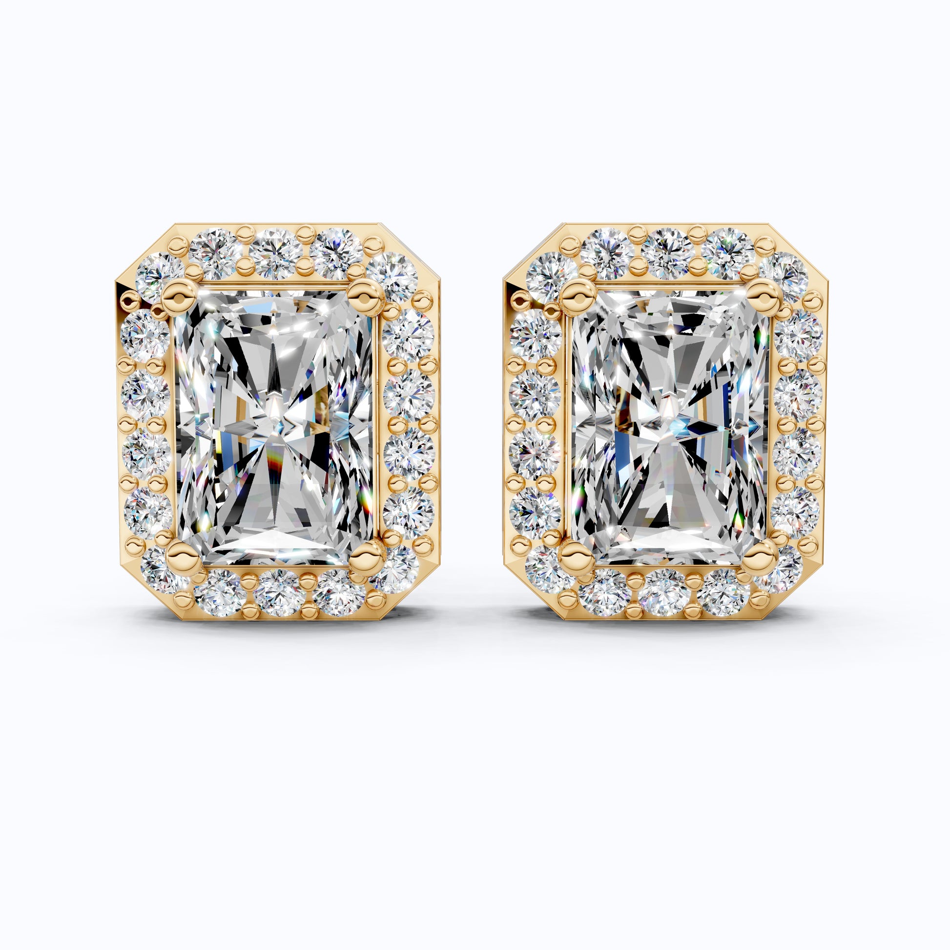 Radiant Cut Halo Stud Wedding Earrings For Women, 2.45 TCW Lab Created Diamonds