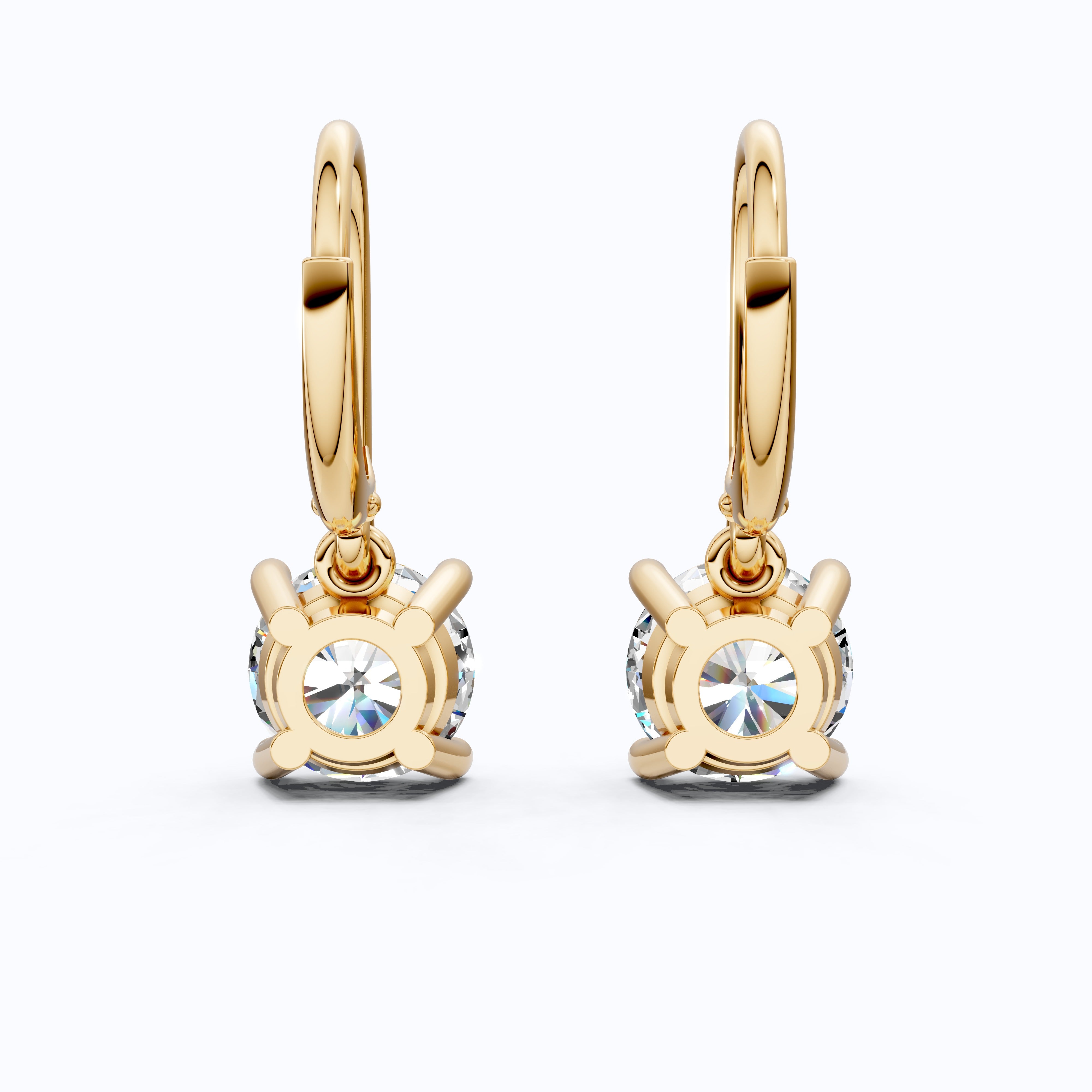 Round Cut Solitaire Drop Wedding Earrings For Women, Lever Back Closure