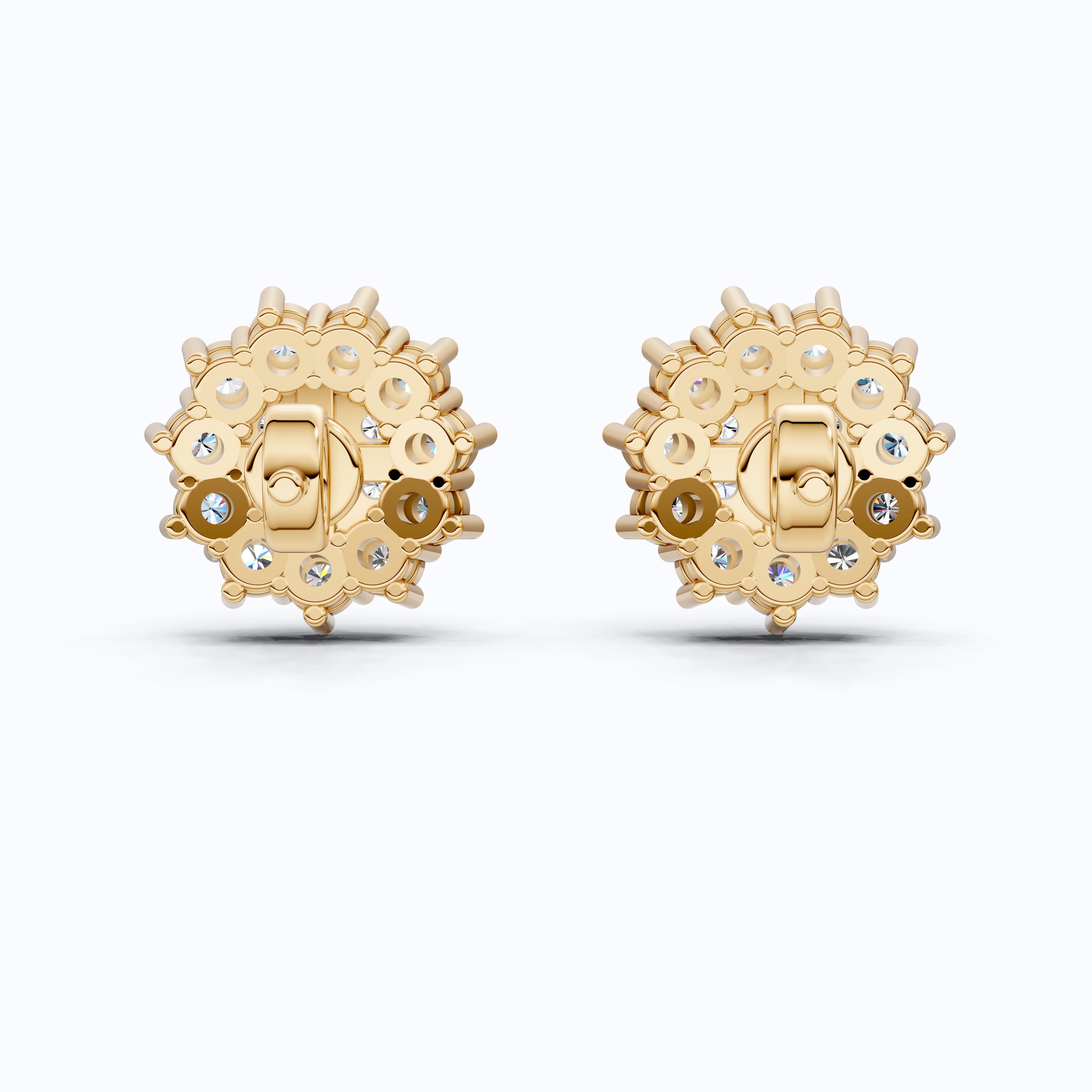 Charming Round Halo Cluster Lab Diamond Stud Earrings in 14k Gold, Bridal Jewelry for Women, Handmade Jewelry