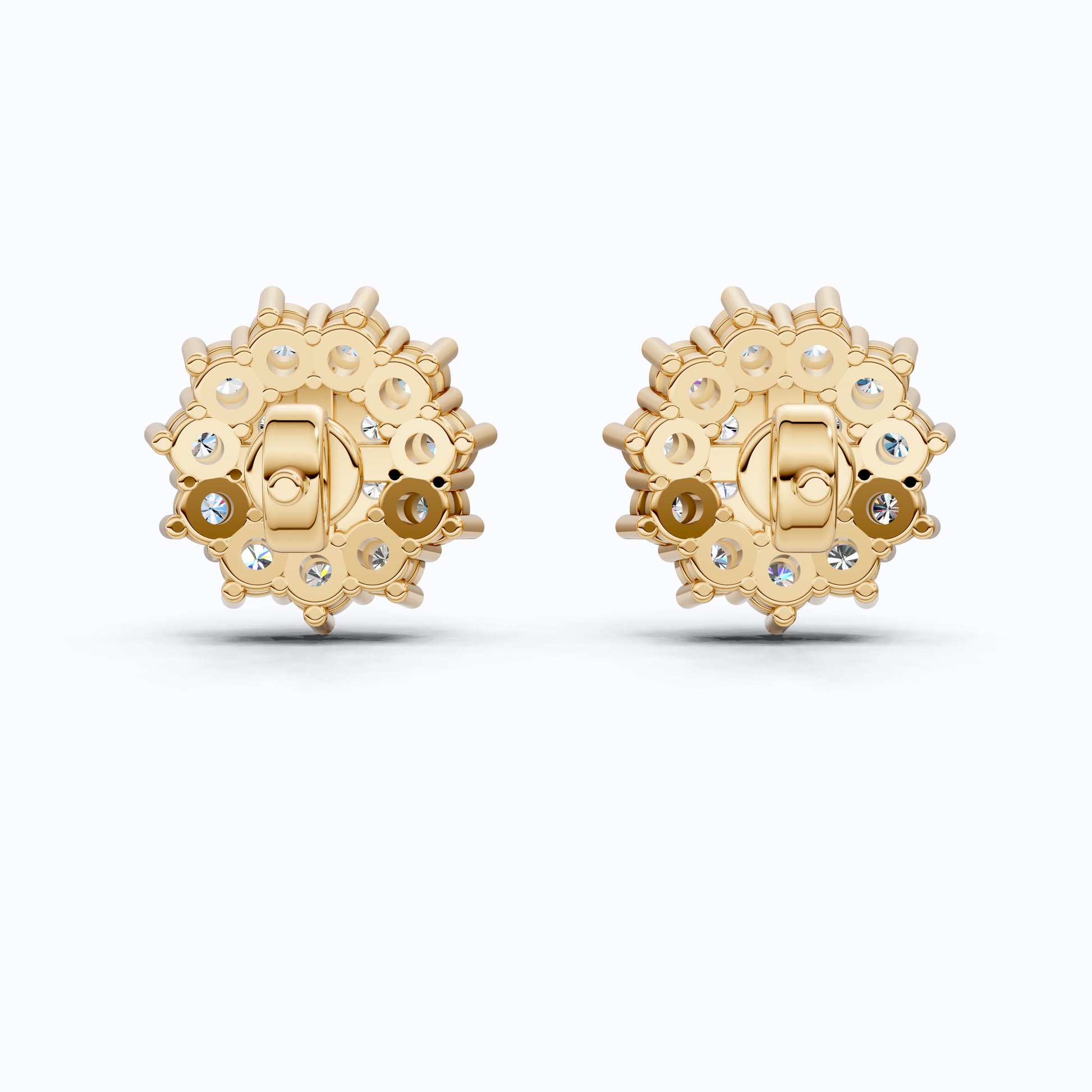 Charming Round Halo Cluster Lab Diamond Stud Earrings in 14k Gold, Bridal Jewelry for Women, Handmade Jewelry