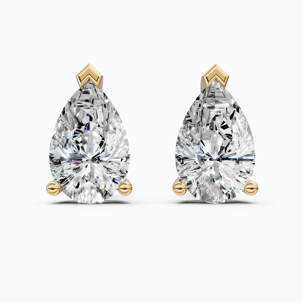 Pear Cut Stud Earrings in Moissanite or Lab Grown Diamond – Solid 9k/14k Gold Bridal Jewelry, Gift for Wife, Handmade Studs
