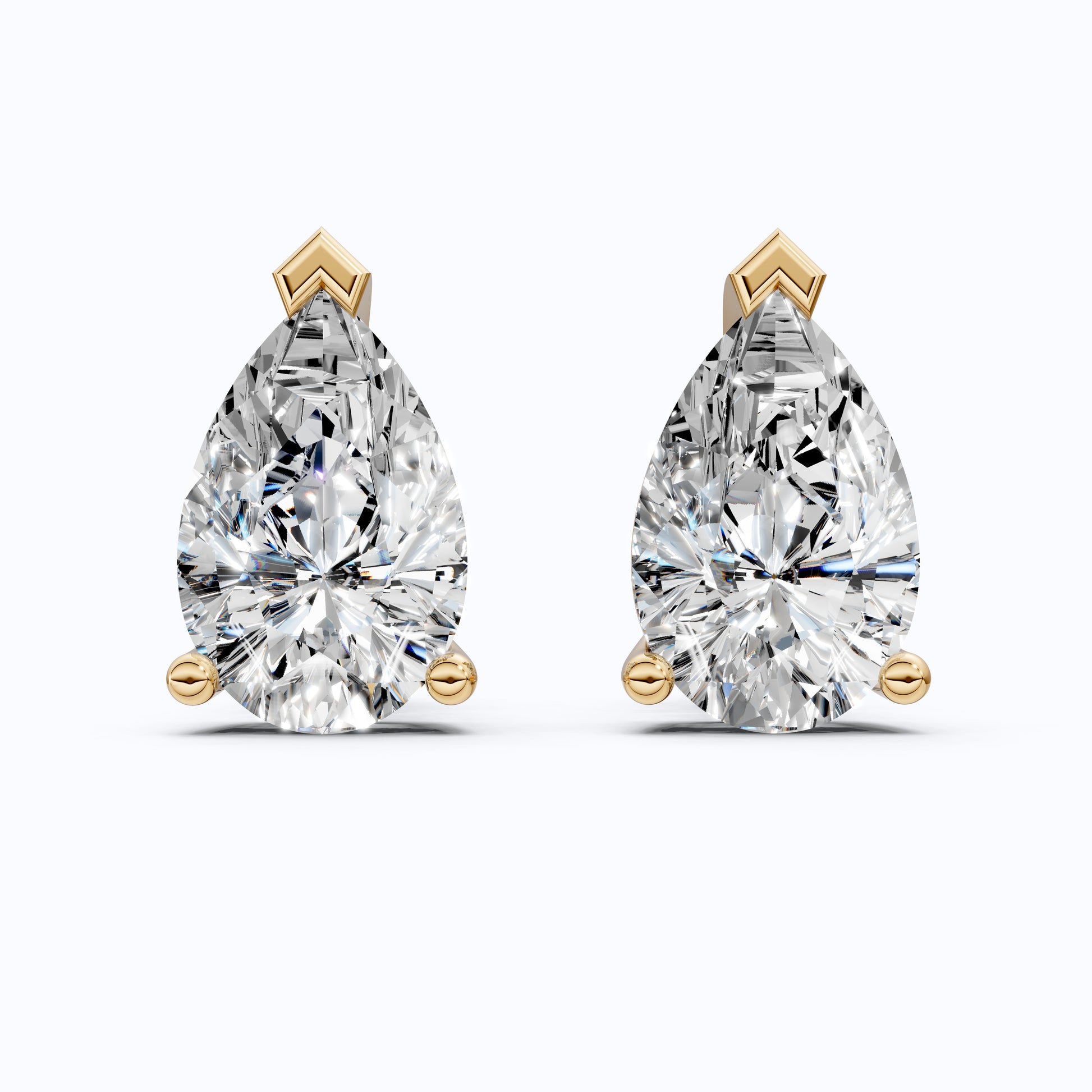 Pear Cut Stud Earrings in Moissanite or Lab Grown Diamond – Solid 9k/14k Gold Bridal Jewelry, Gift for Wife, Handmade Studs