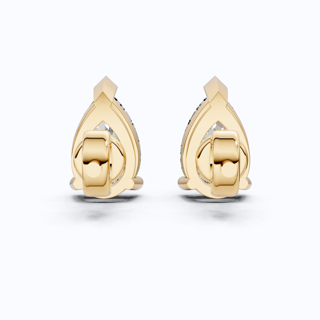 Pear Cut Stud Earrings in Moissanite or Lab Grown Diamond – Solid 9k/14k Gold Bridal Jewelry, Gift for Wife, Handmade Studs