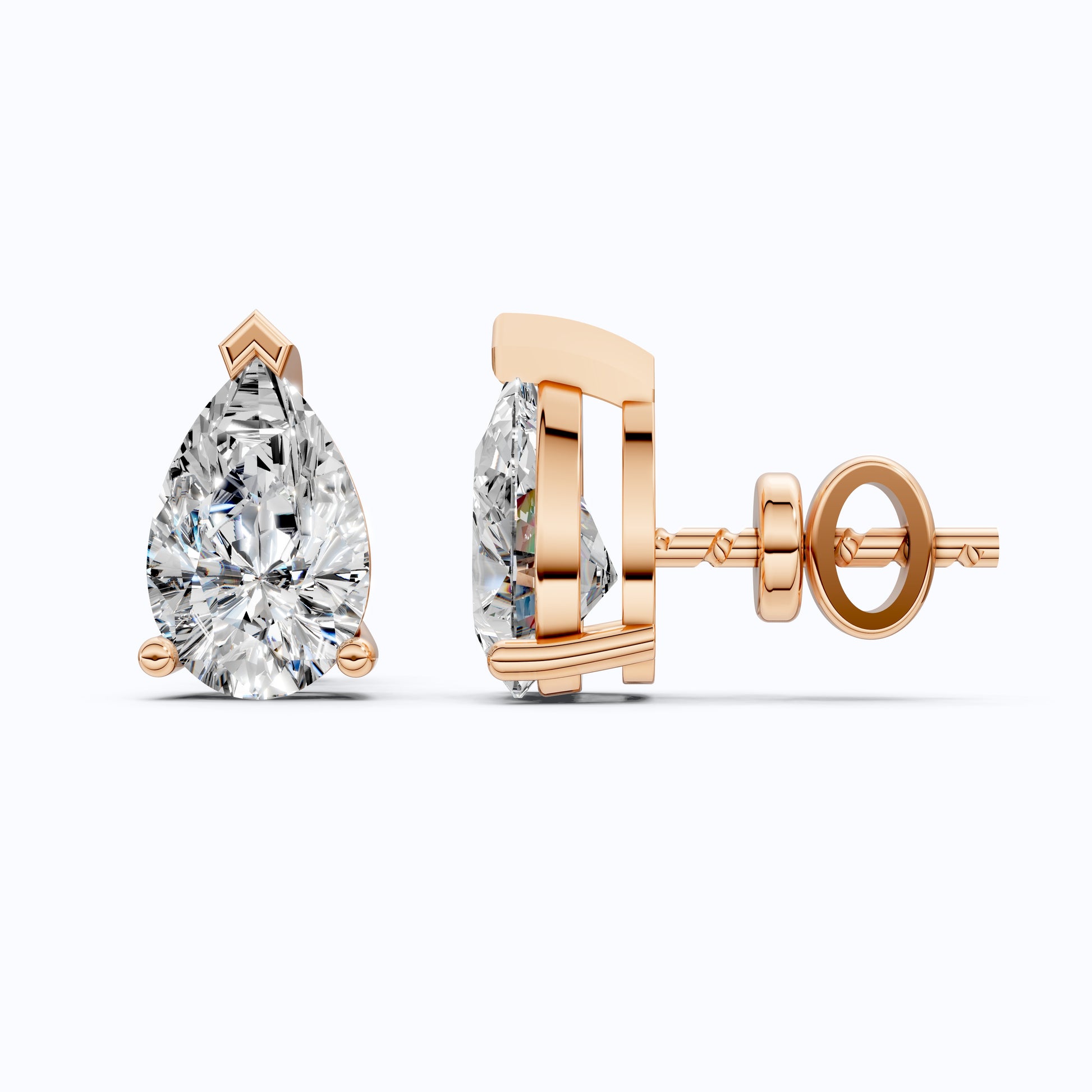 Pear Cut Stud Earrings in Moissanite or Lab Grown Diamond – Solid 9k/14k Gold Bridal Jewelry, Gift for Wife, Handmade Studs