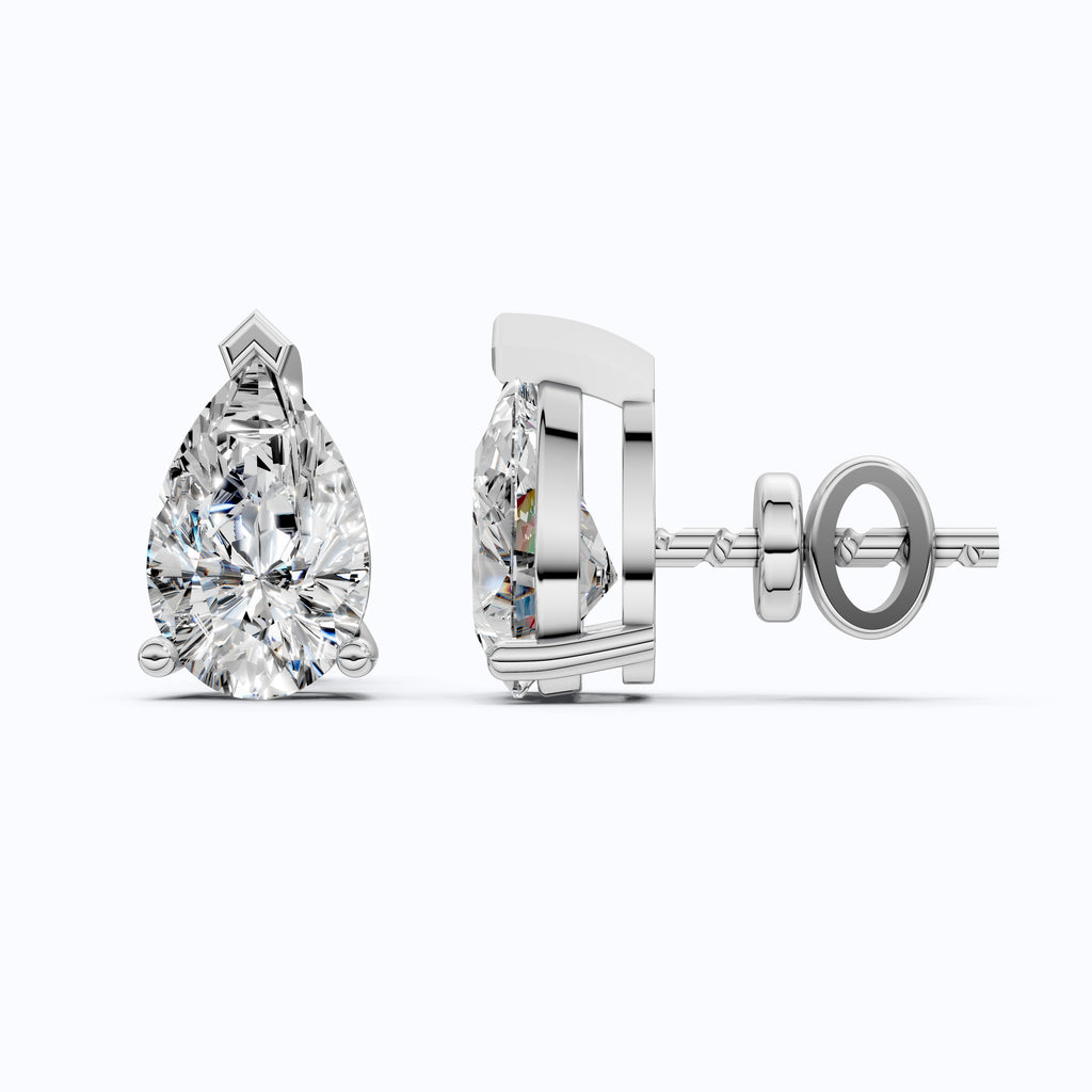 Pear Cut Stud Earrings in Moissanite or Lab Grown Diamond – Solid 9k/14k Gold Bridal Jewelry, Gift for Wife, Handmade Studs