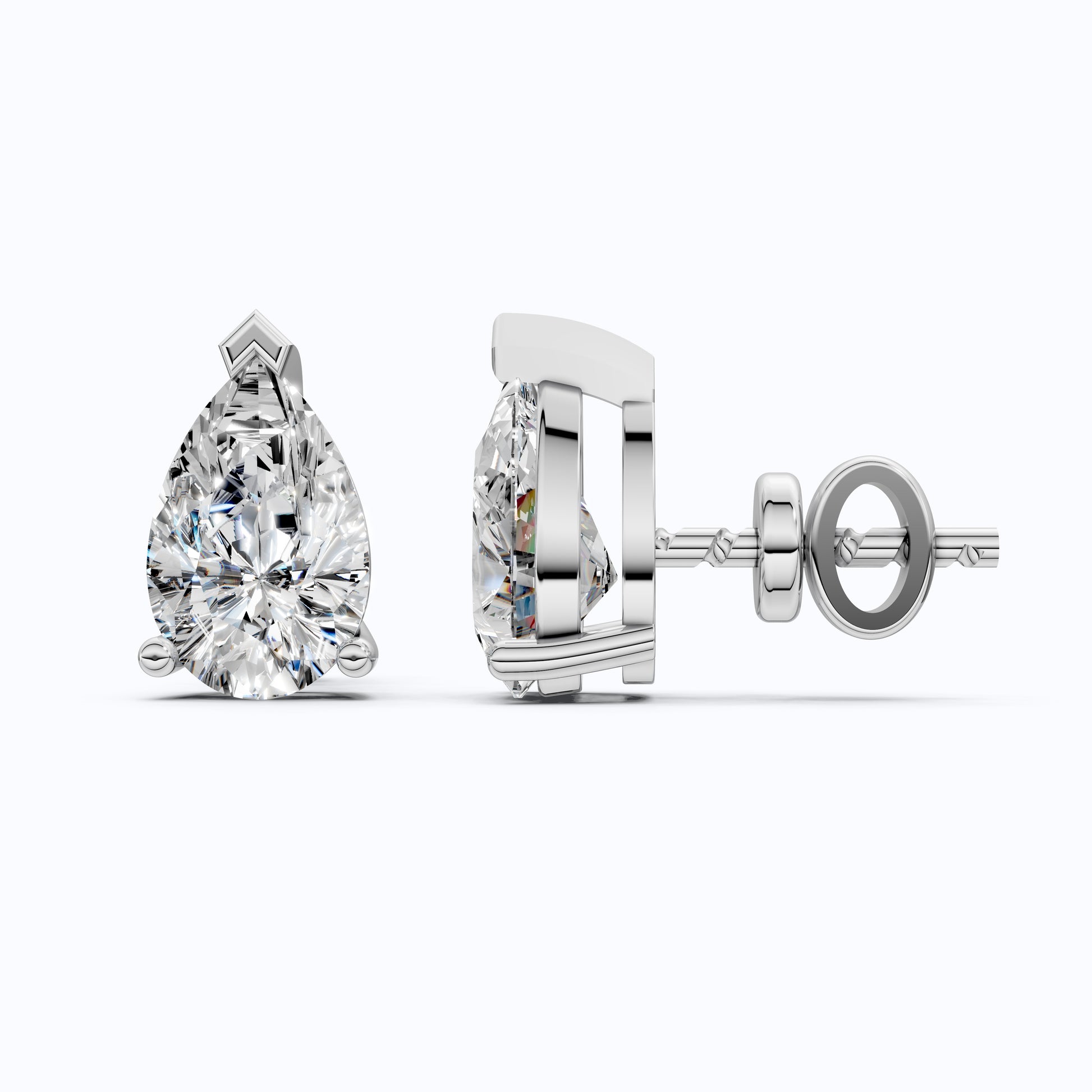 Pear Cut Stud Earrings in Moissanite or Lab Grown Diamond – Solid 9k/14k Gold Bridal Jewelry, Gift for Wife, Handmade Studs