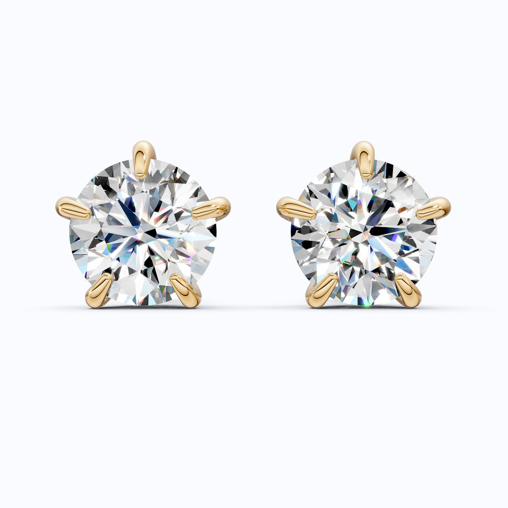 14K Rose Gold Round Lab Diamond Studs Wedding Earrings, Trending Gift for Wife, Handmade Luxury Jewelry