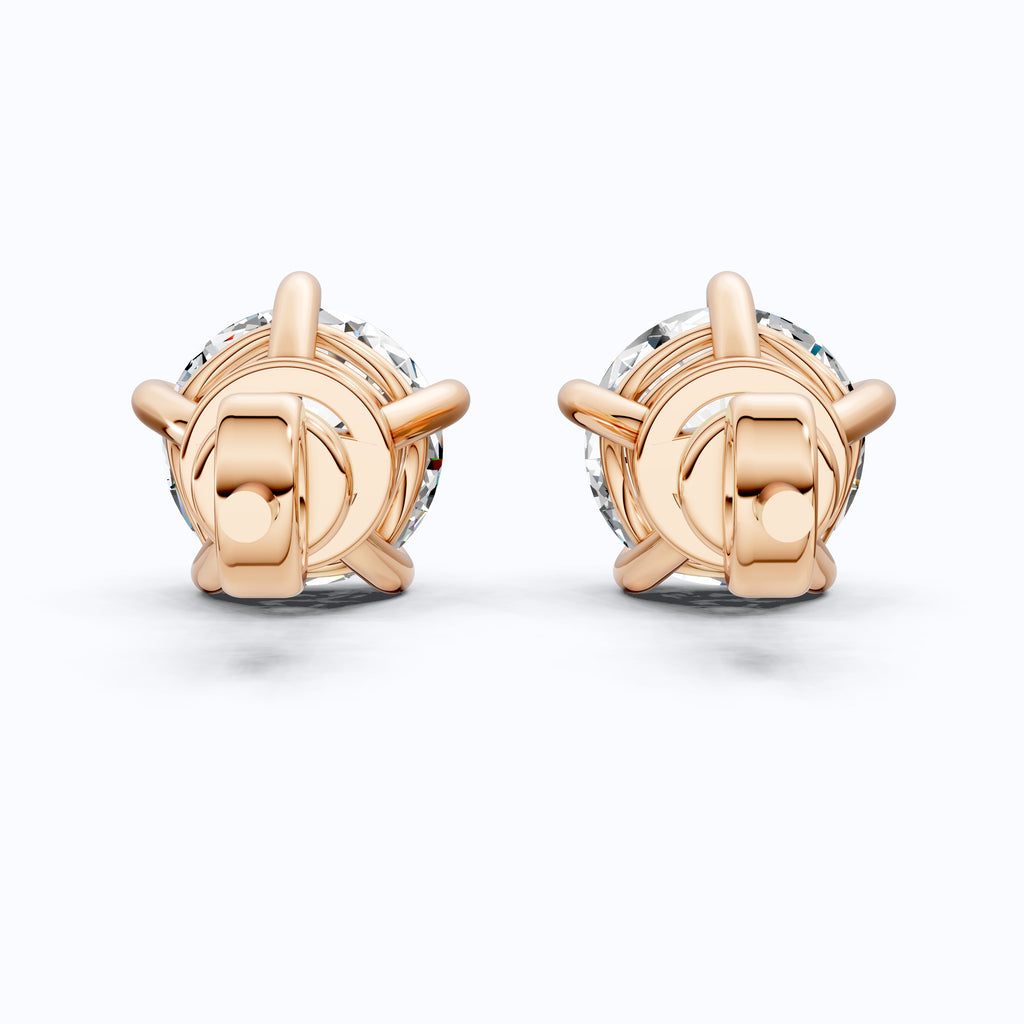 14K Rose Gold Round Lab Diamond Studs Wedding Earrings, Trending Gift for Wife, Handmade Luxury Jewelry