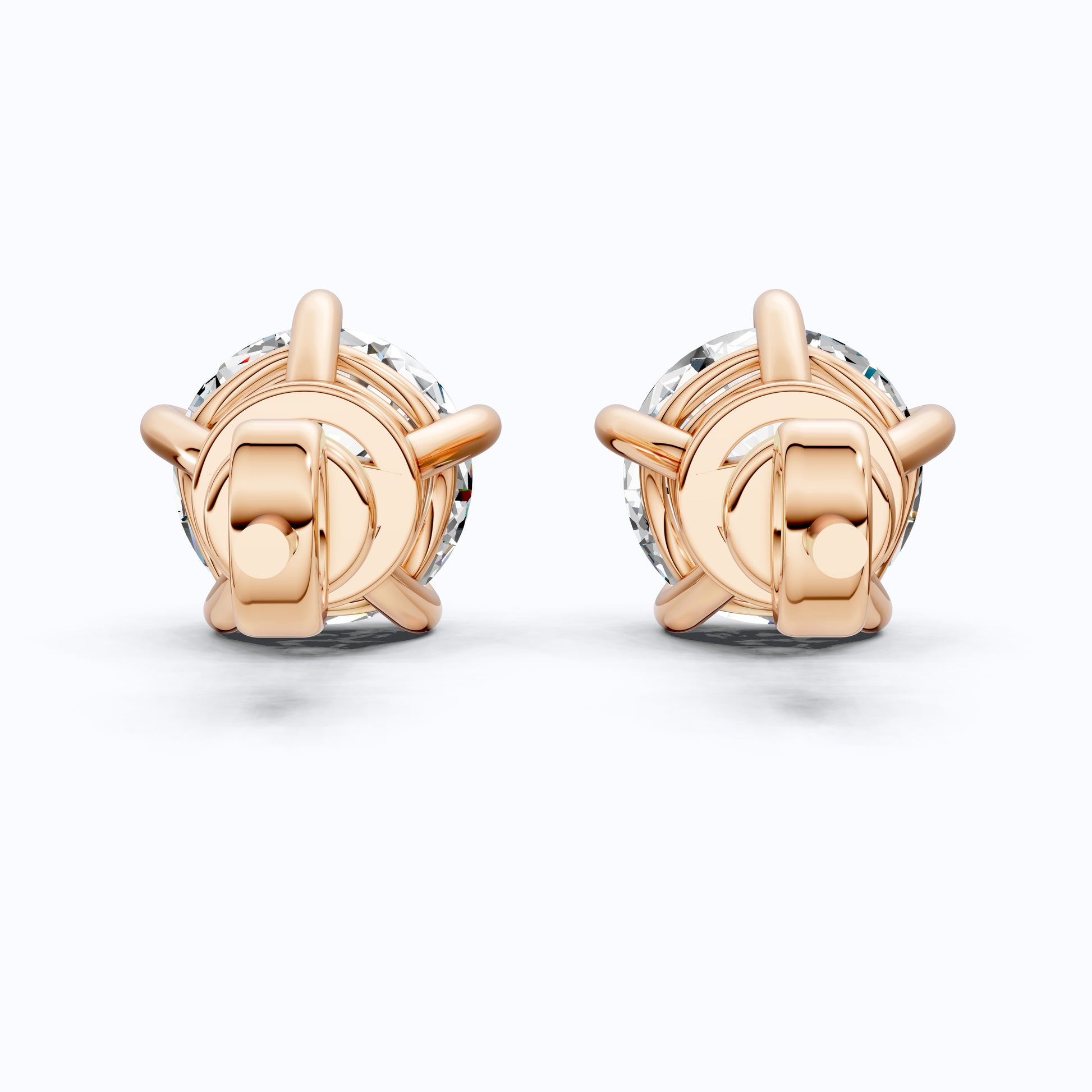 14K Rose Gold Round Lab Diamond Studs Wedding Earrings, Trending Gift for Wife, Handmade Luxury Jewelry