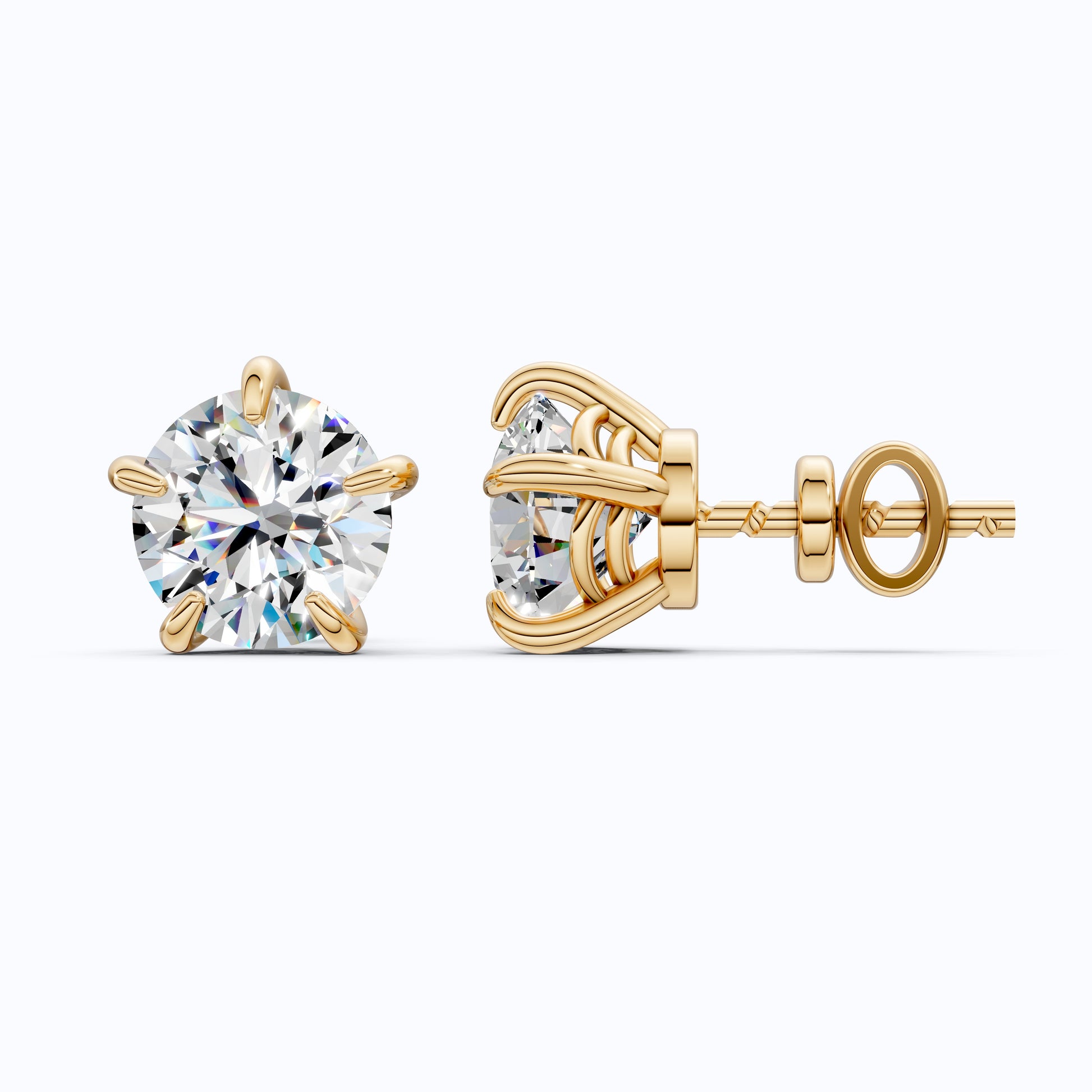 14K Rose Gold Round Lab Diamond Studs Wedding Earrings, Trending Gift for Wife, Handmade Luxury Jewelry