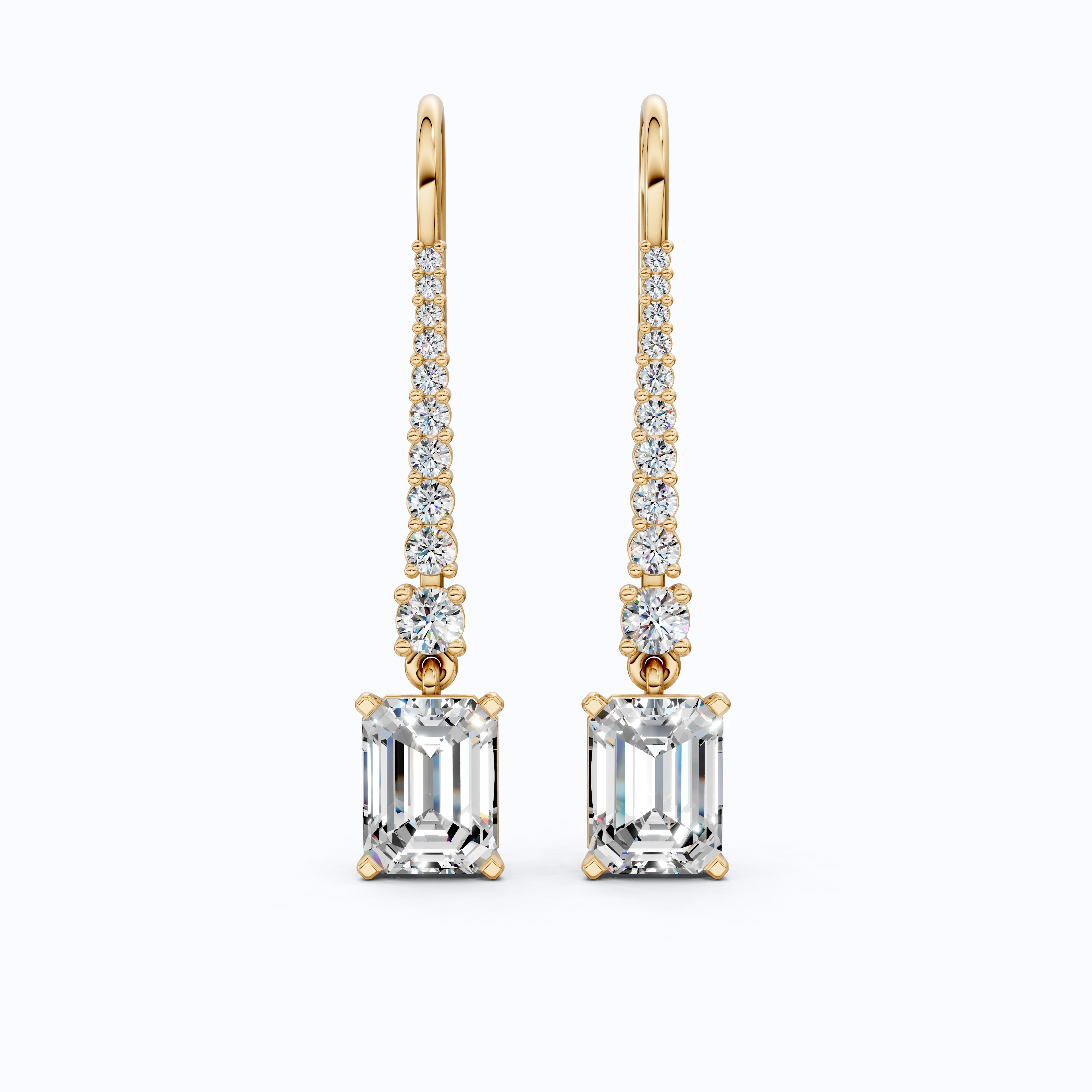 3.50 TCW Emerald Cut Drop Dangle Wedding Earrings For Women