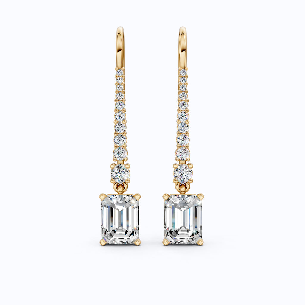 3.50 TCW Emerald Cut Drop Dangle Wedding Earrings For Women