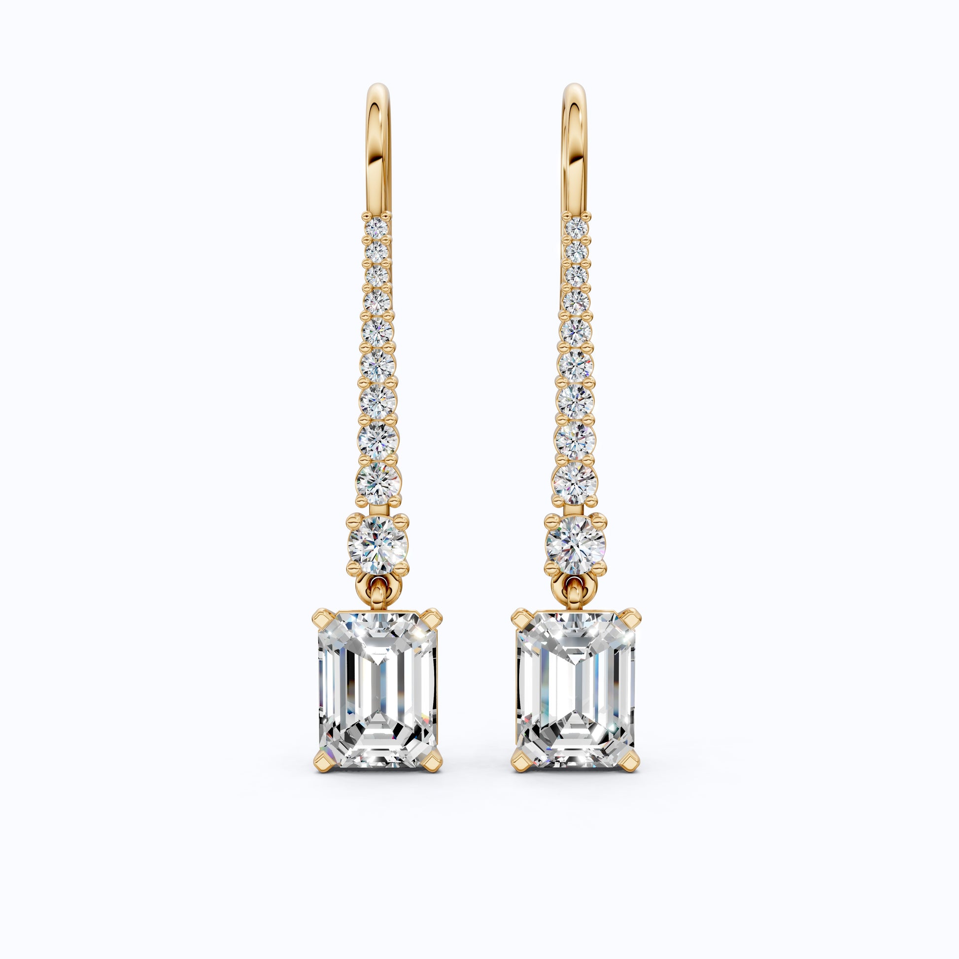 3.50 TCW Emerald Cut Drop Dangle Wedding Earrings For Women
