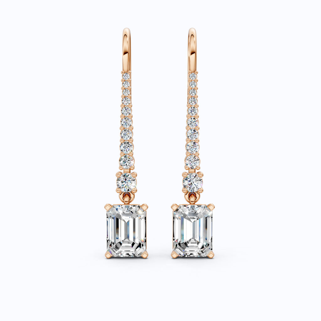 3.50 TCW Emerald Cut Drop Dangle Wedding Earrings For Women