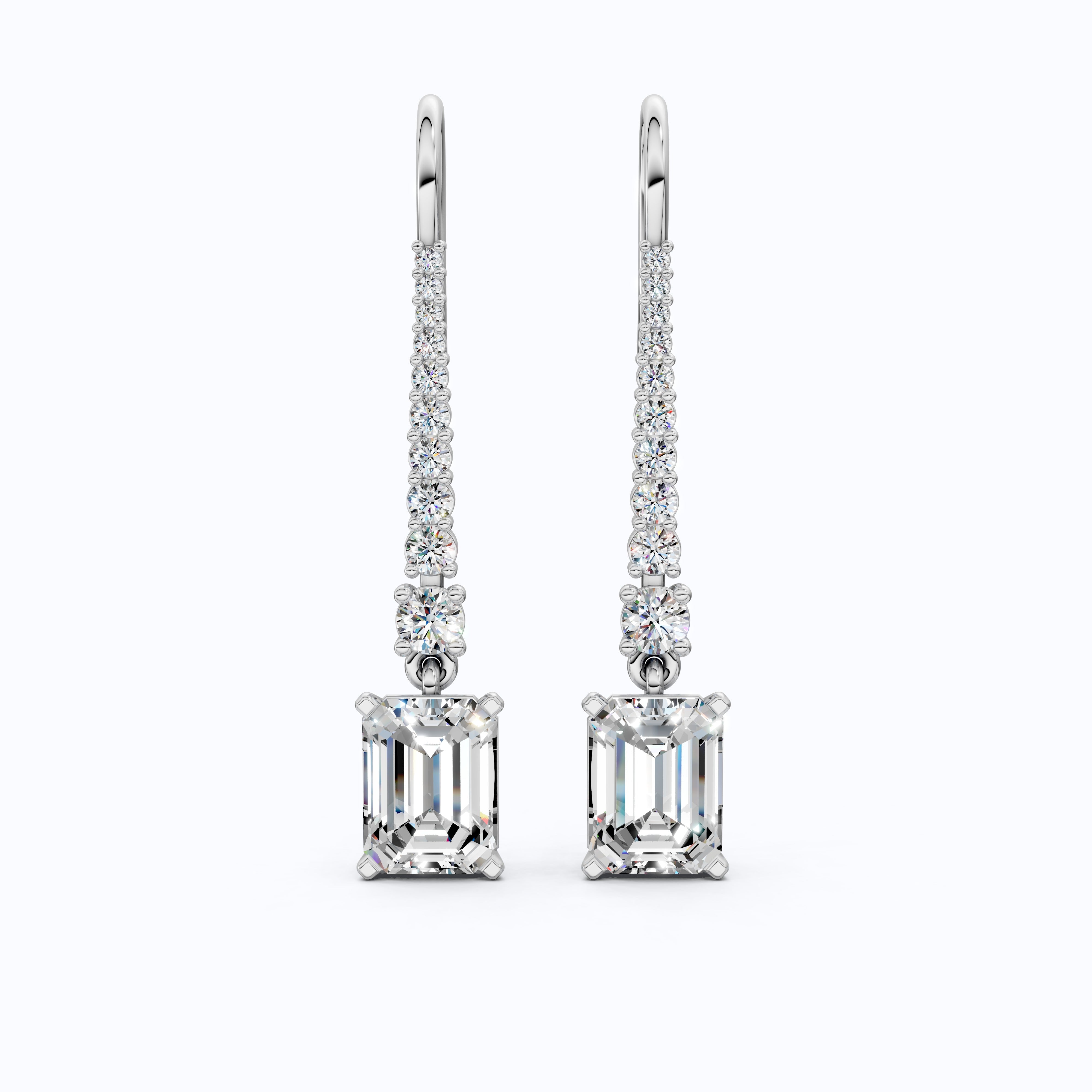 3.50 TCW Emerald Cut Drop Dangle Wedding Earrings For Women