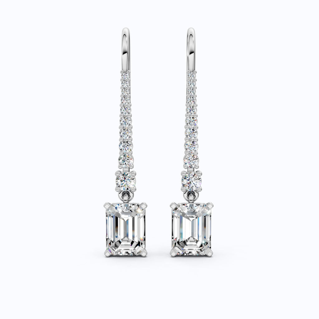 3.50 TCW Emerald Cut Drop Dangle Wedding Earrings For Women