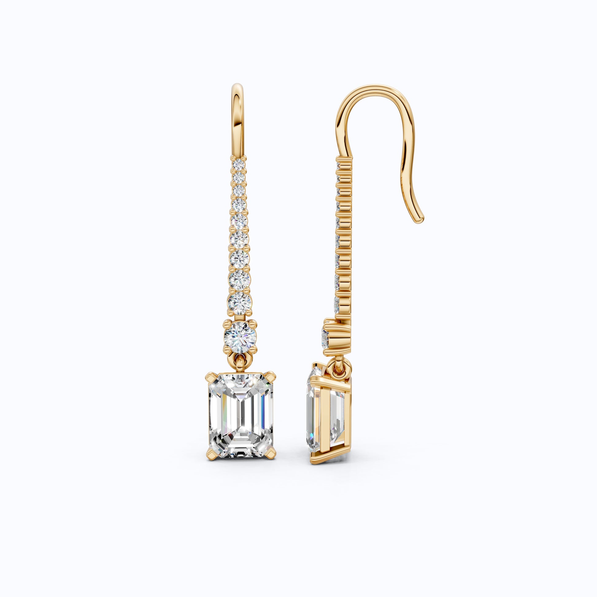 3.50 TCW Emerald Cut Drop Dangle Wedding Earrings For Women