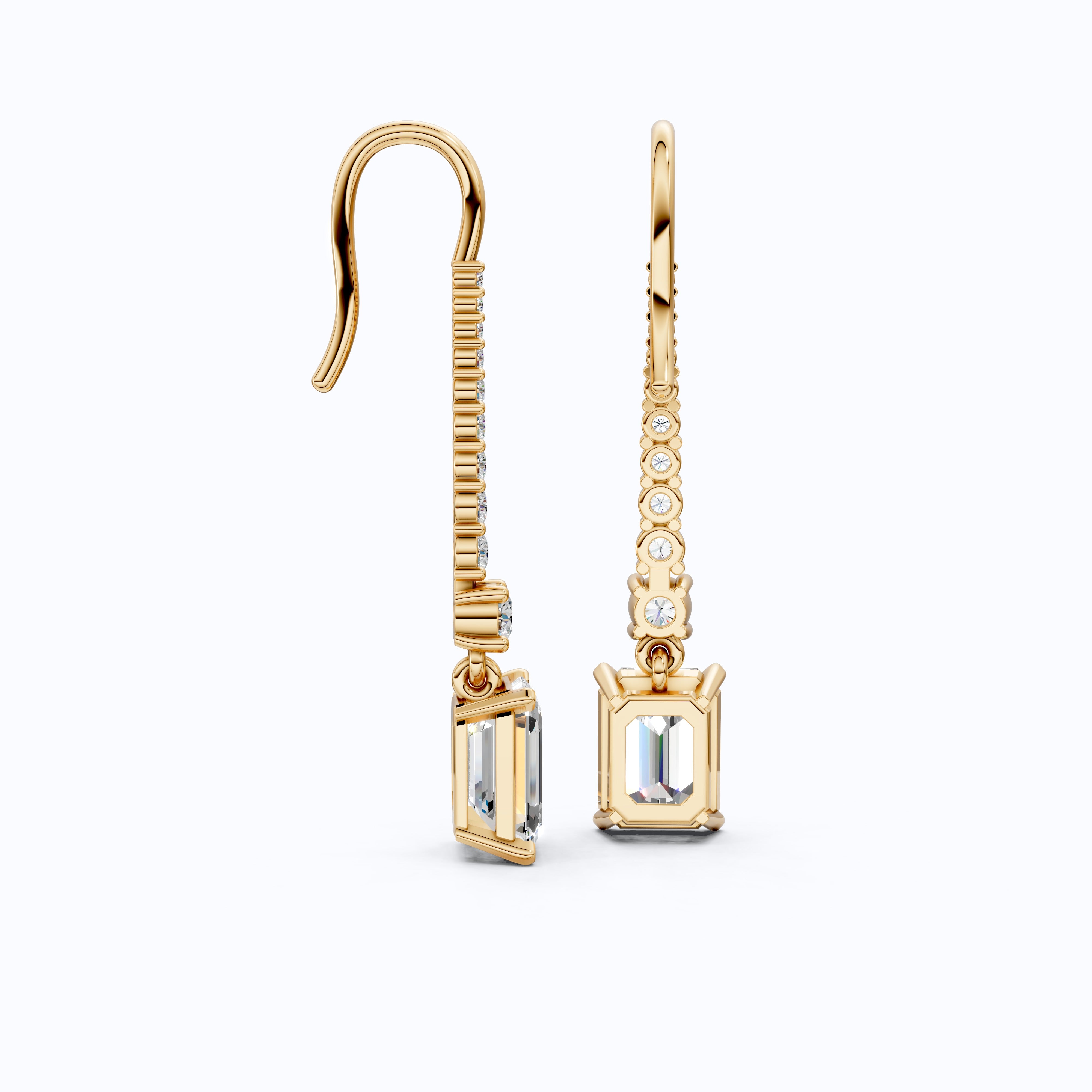 3.50 TCW Emerald Cut Drop Dangle Wedding Earrings For Women