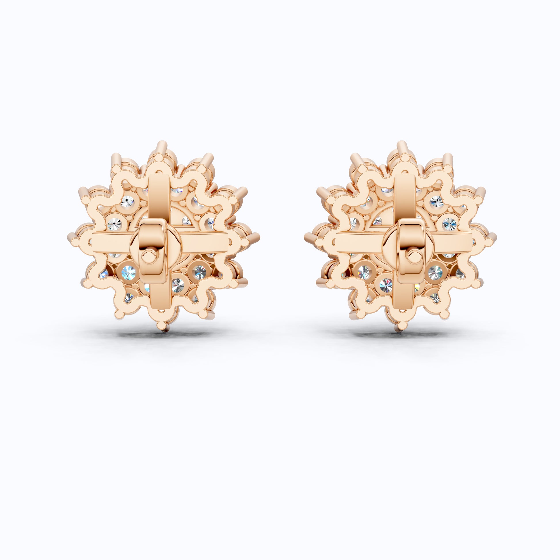 Round Cluster Sunflower Halo Studs Wedding Earrings in Lab Grown Diamond-14k Solid Gold, Bridal Jewelry, Wedding Gift for Women