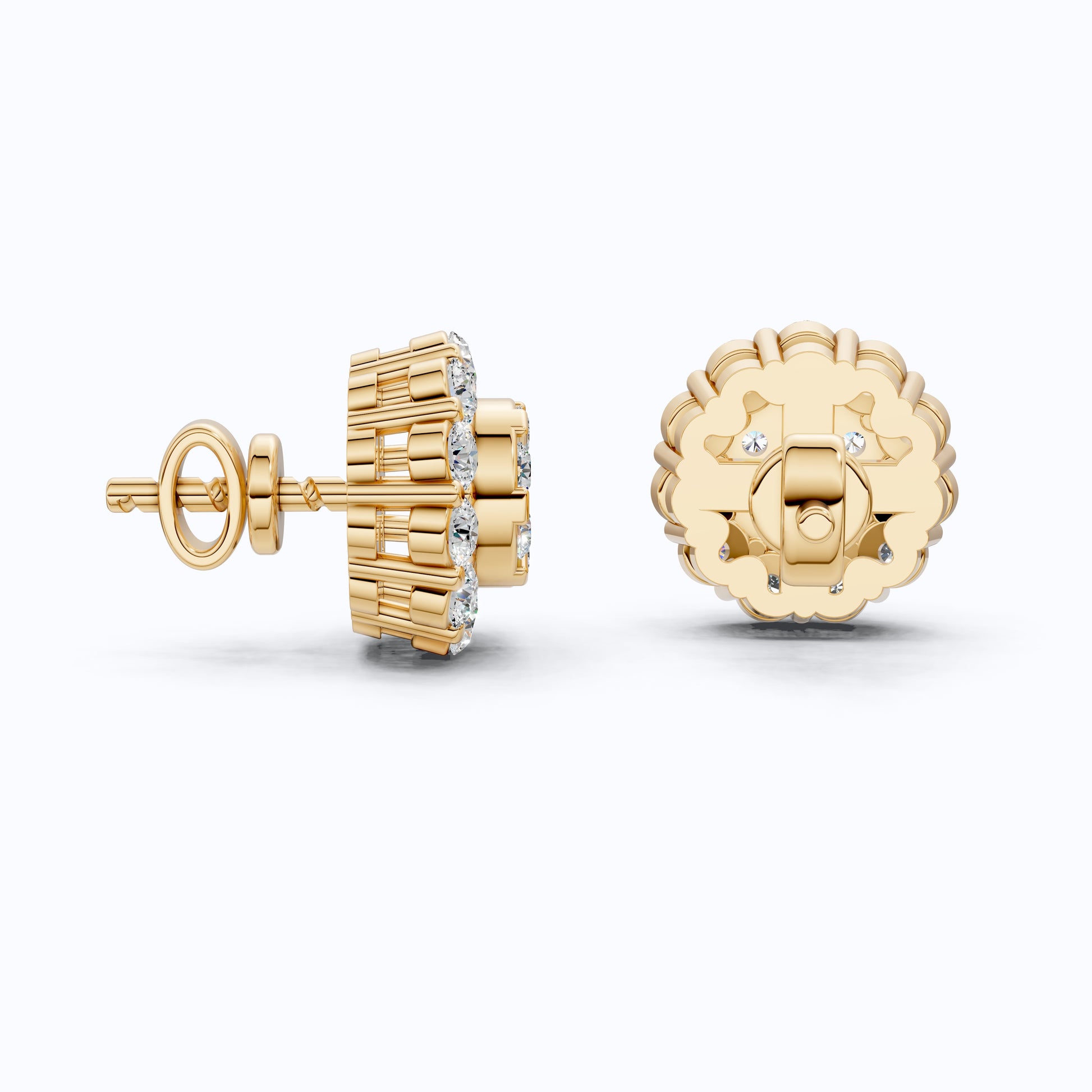 Timeless Daisy Two-Tier Floral Halo Cluster Earrings in Lab Grown Diamond 14k Solid Gold, Everyday Jewelry, Handmade Bridal Jewelry