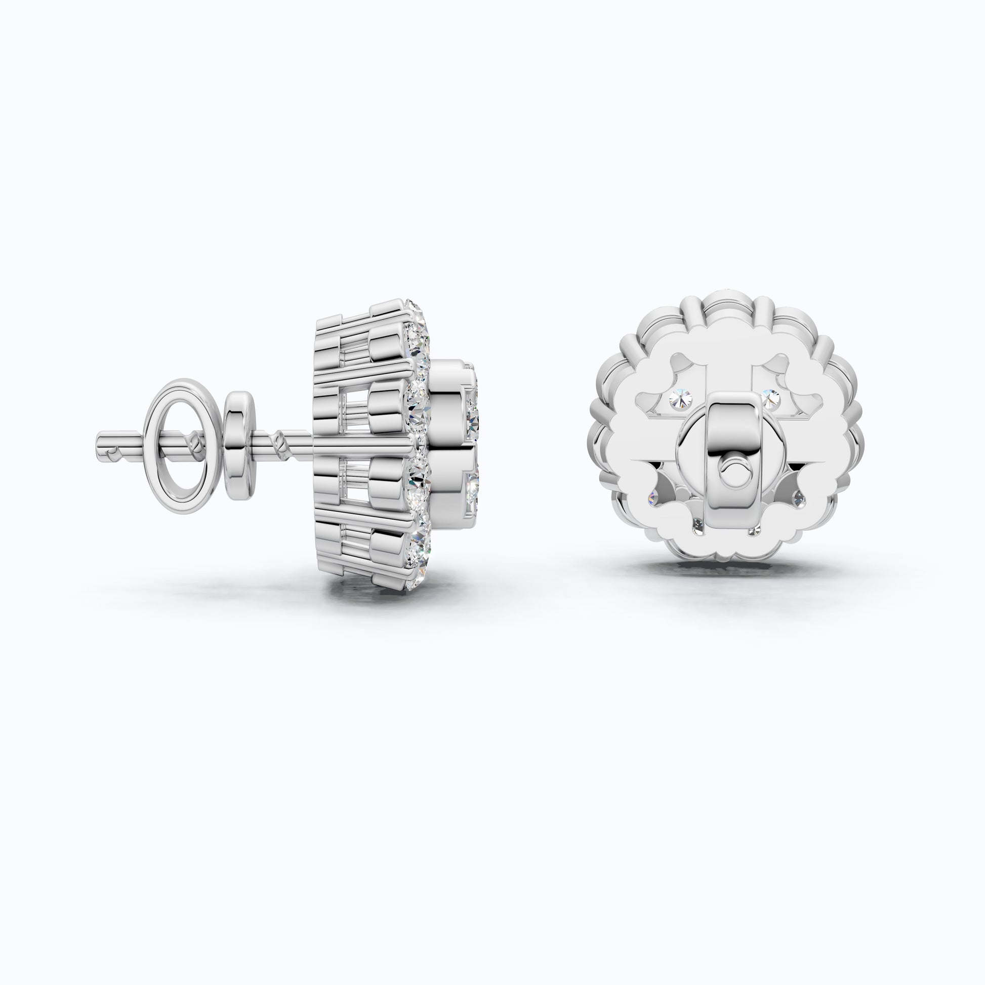 Timeless Daisy Two-Tier Floral Halo Cluster Earrings in Lab Grown Diamond 14k Solid Gold, Everyday Jewelry, Handmade Bridal Jewelry