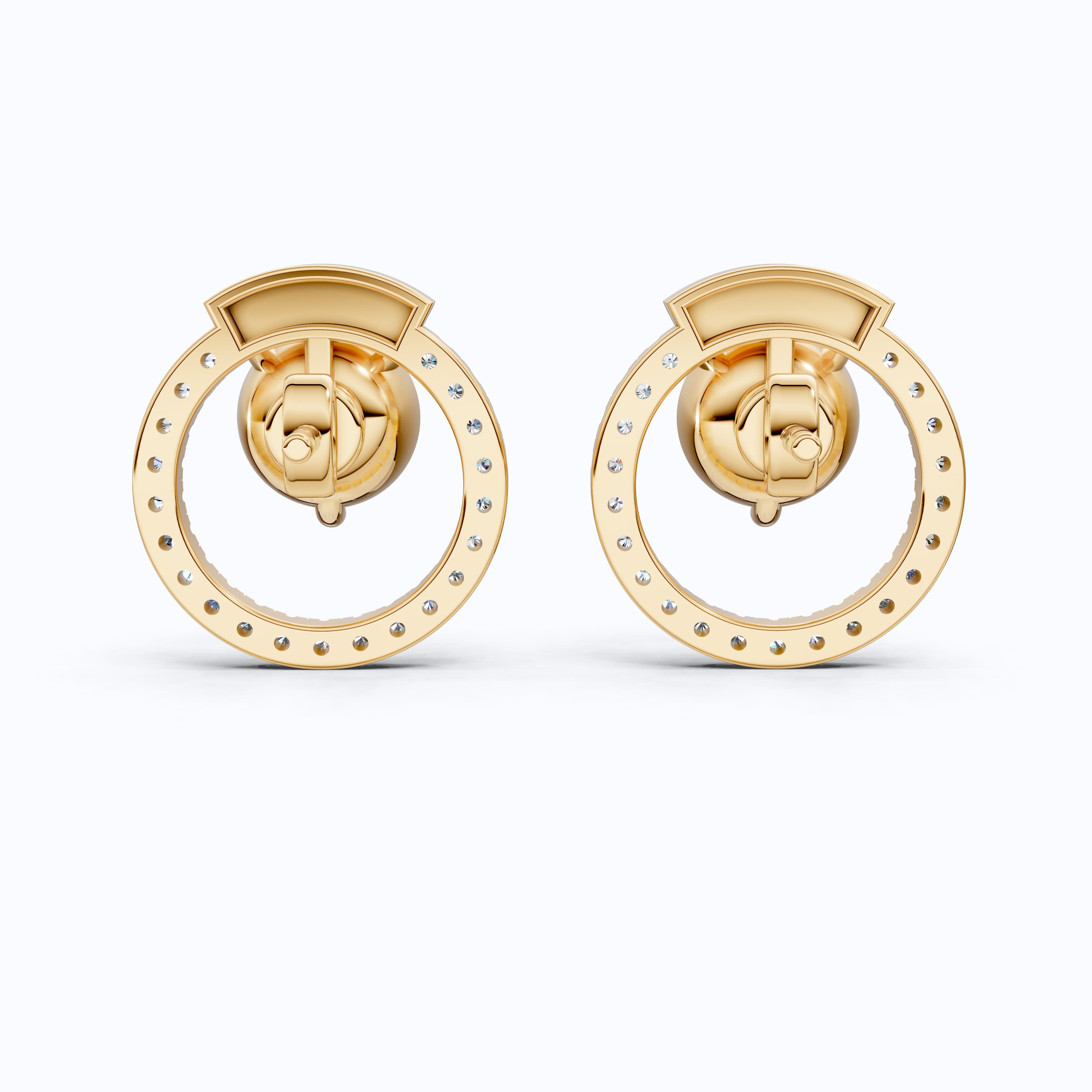 Unique Floating Minimalist Open Circle Solitaire Halo Stud Earrings in 14k Gold, Anniersary Gift for Her, Handmade Jewwlry