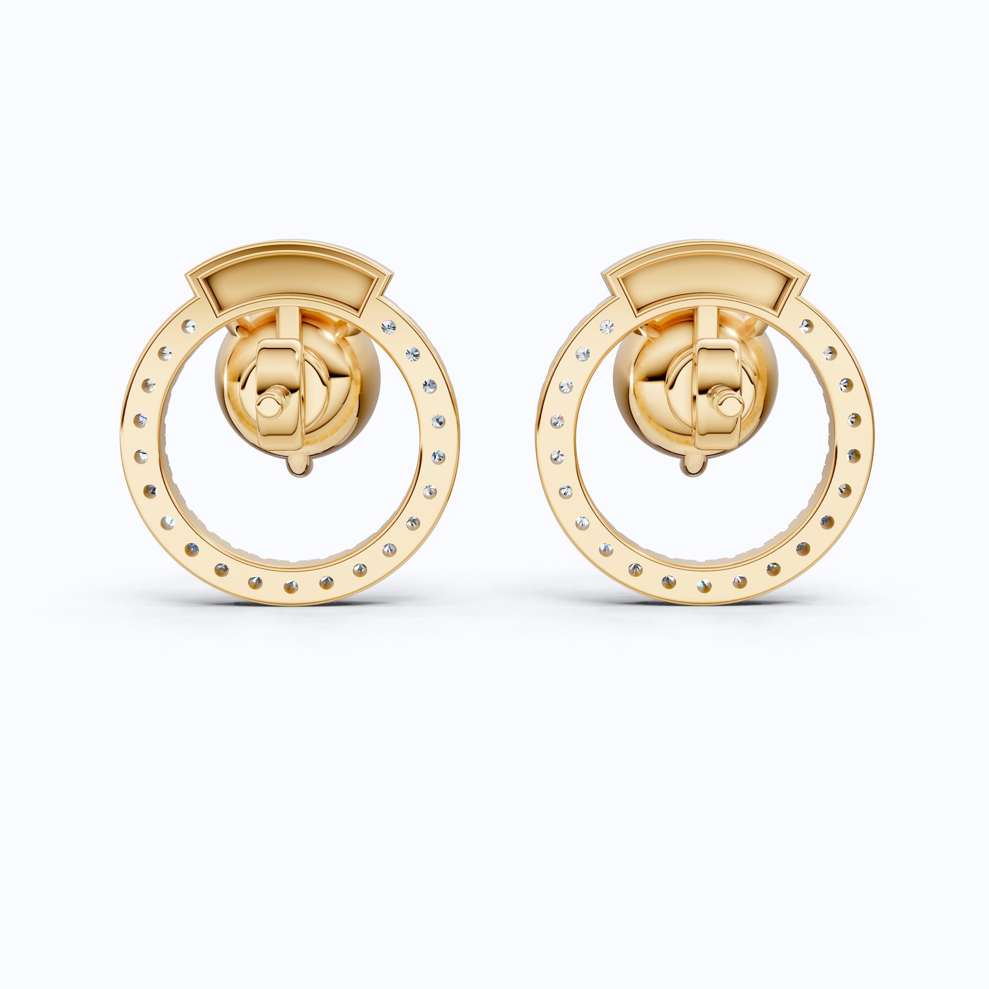 Unique Floating Minimalist Open Circle Solitaire Halo Stud Earrings in 14k Gold, Anniersary Gift for Her, Handmade Jewwlry