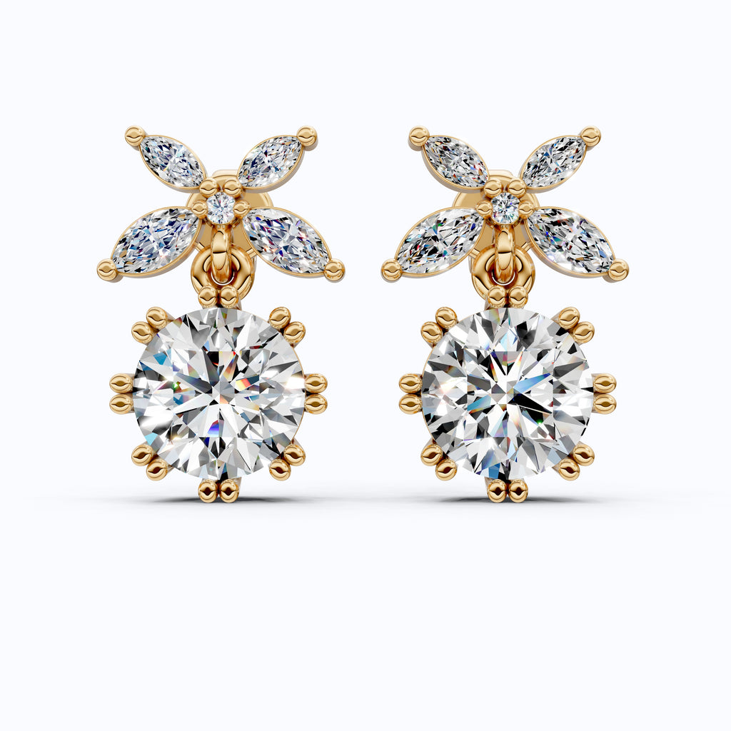 Unique Floral Shaped Drop Wedding Earrings, Earrings For Wife