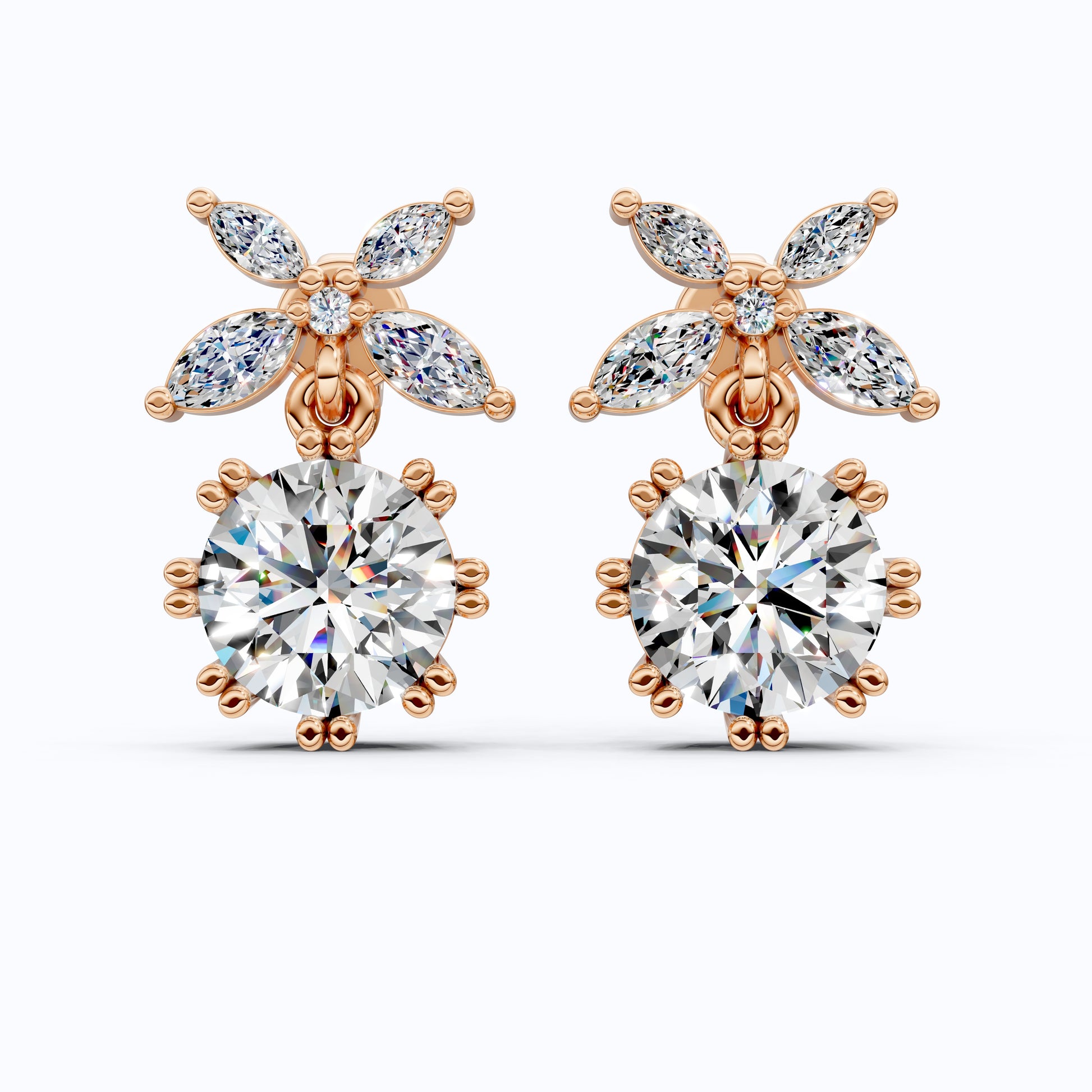 Unique Floral Shaped Drop Wedding Earrings, Earrings For Wife