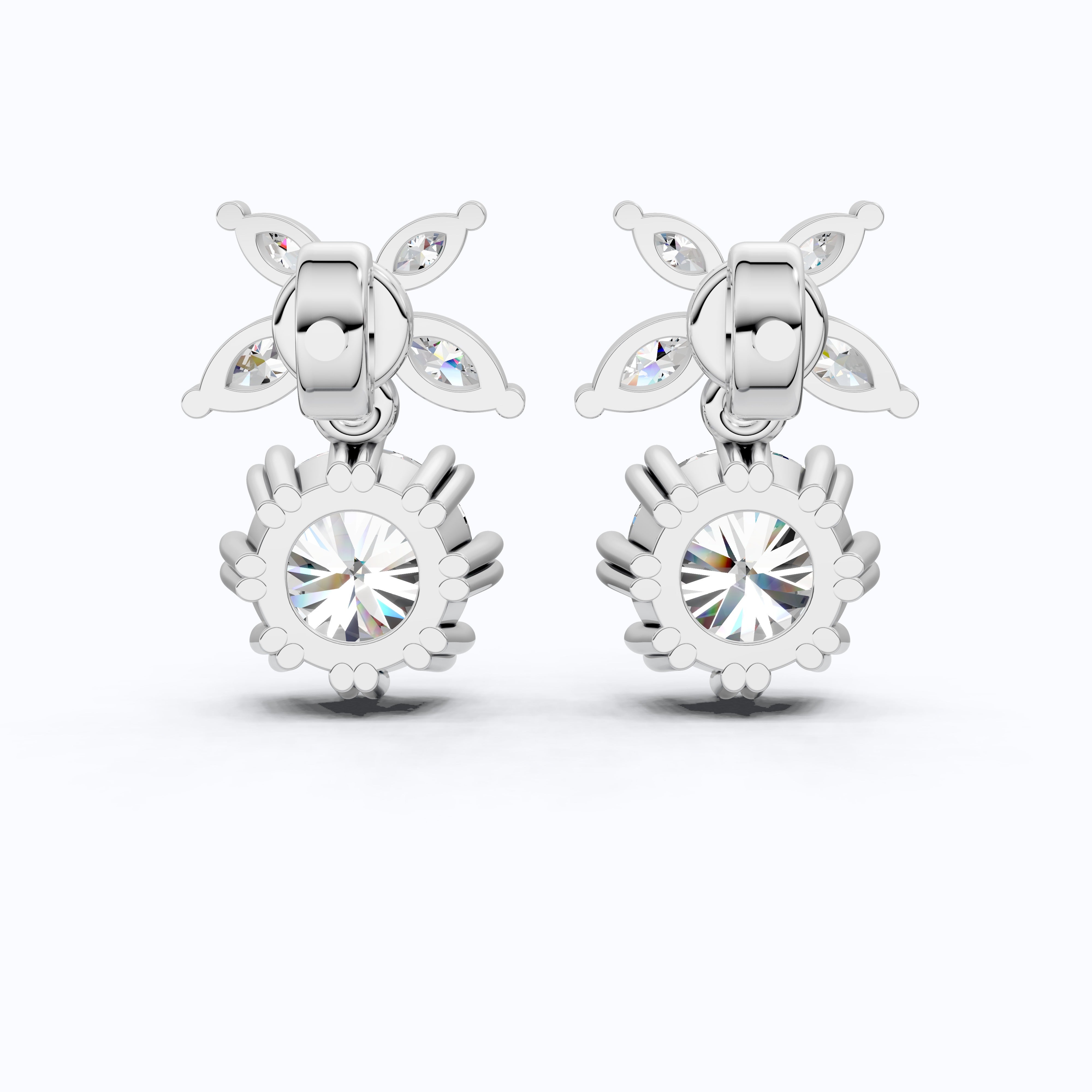 Unique Floral Shaped Drop Wedding Earrings, Earrings For Wife