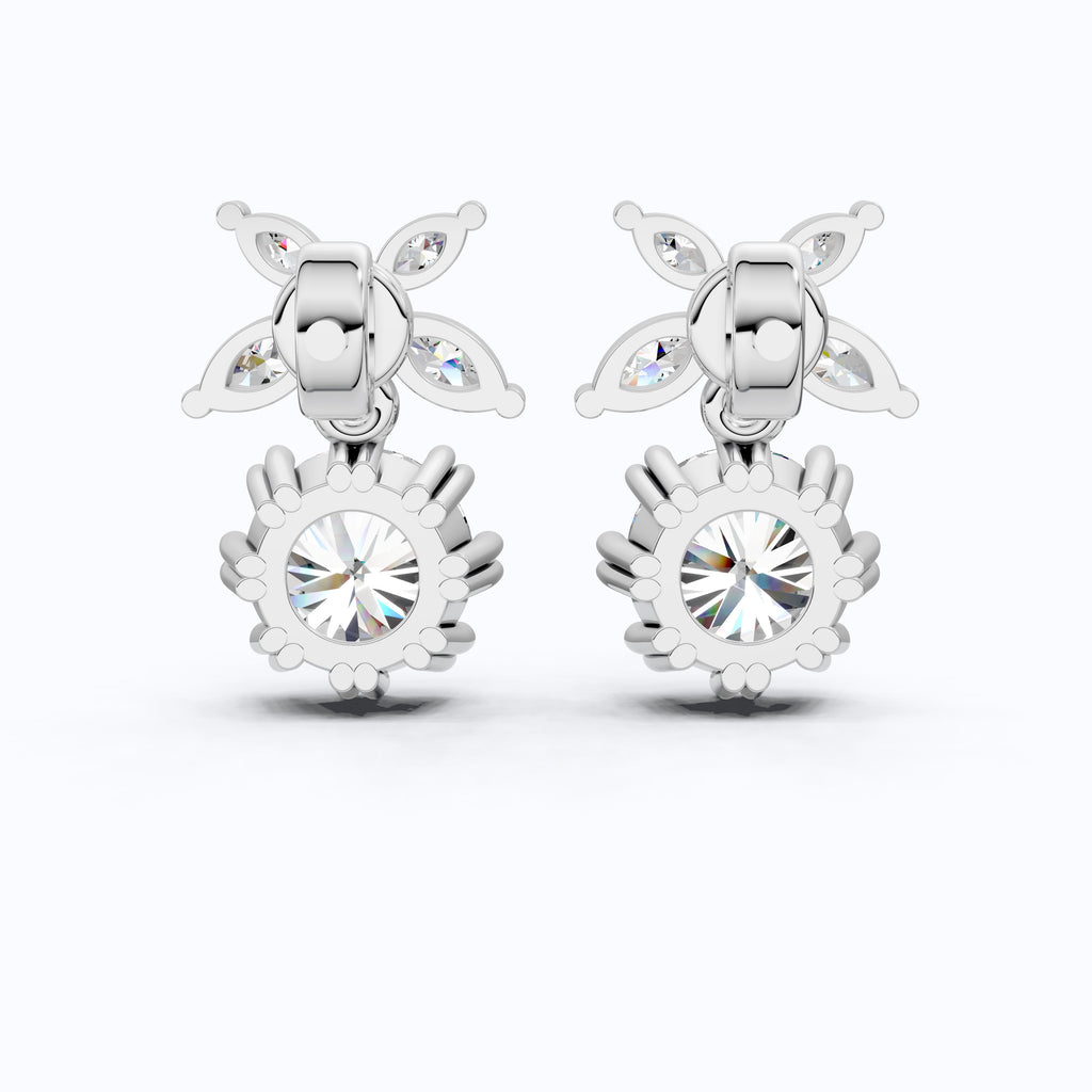 Unique Floral Shaped Drop Wedding Earrings, Earrings For Wife