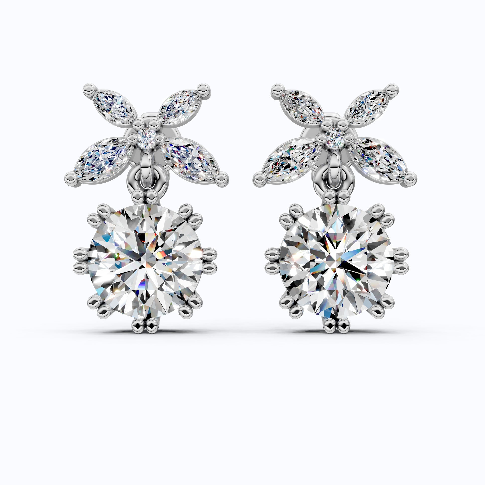 Unique Floral Shaped Drop Wedding Earrings, Earrings For Wife