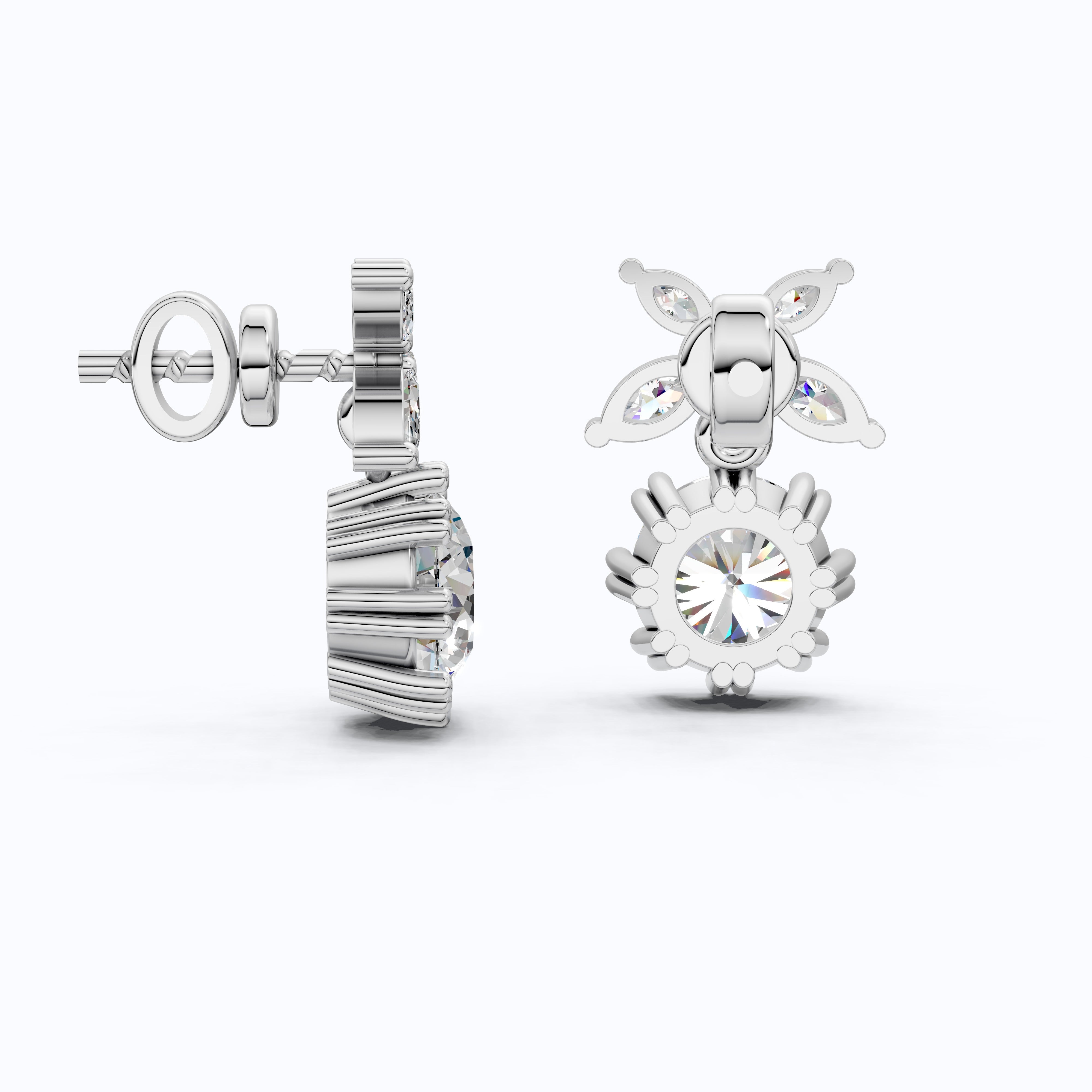 Unique Floral Shaped Drop Wedding Earrings, Earrings For Wife