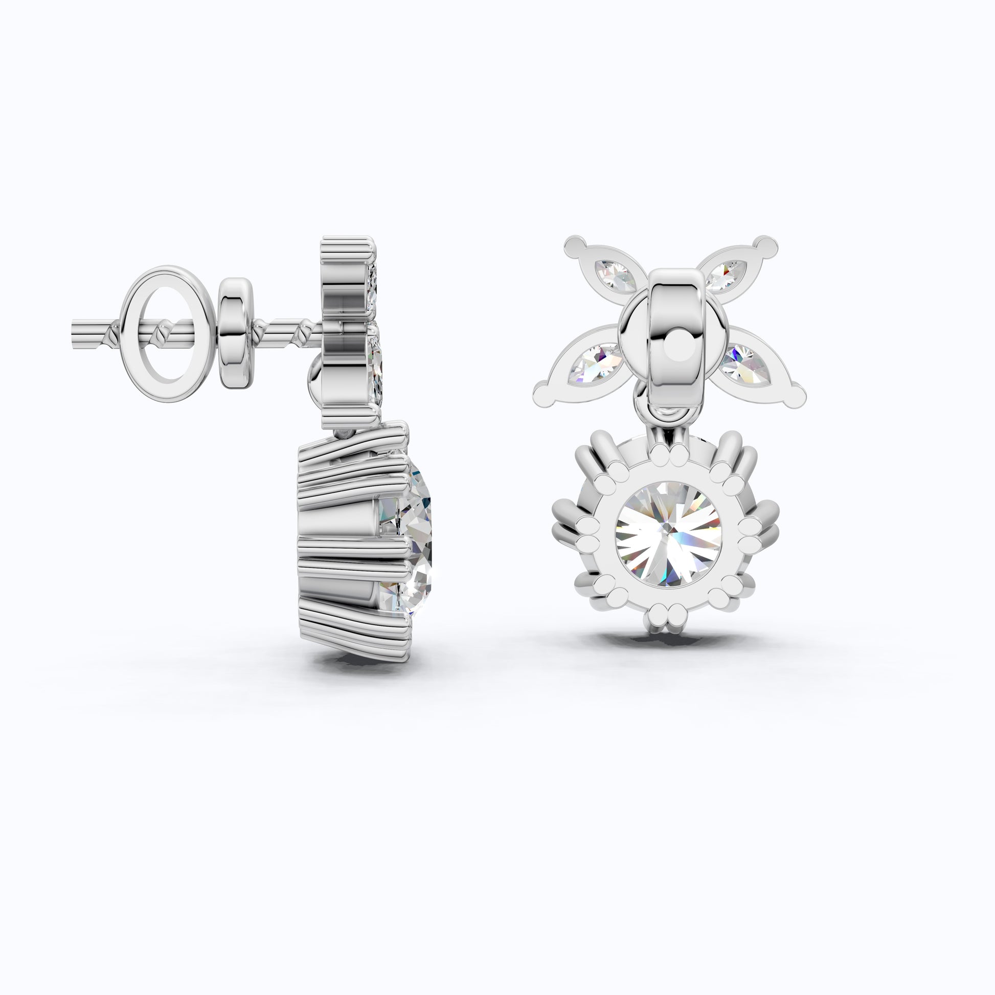 Unique Floral Shaped Drop Wedding Earrings, Earrings For Wife