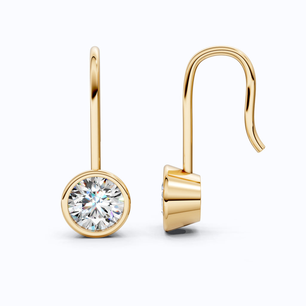 Round Cut Solitaire Dangle Wedding Earrings For Wife