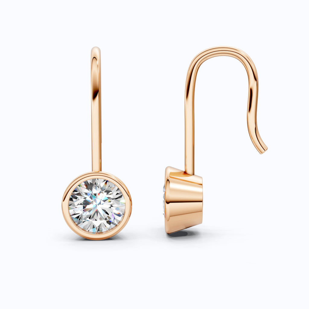 Round Cut Solitaire Dangle Wedding Earrings For Wife