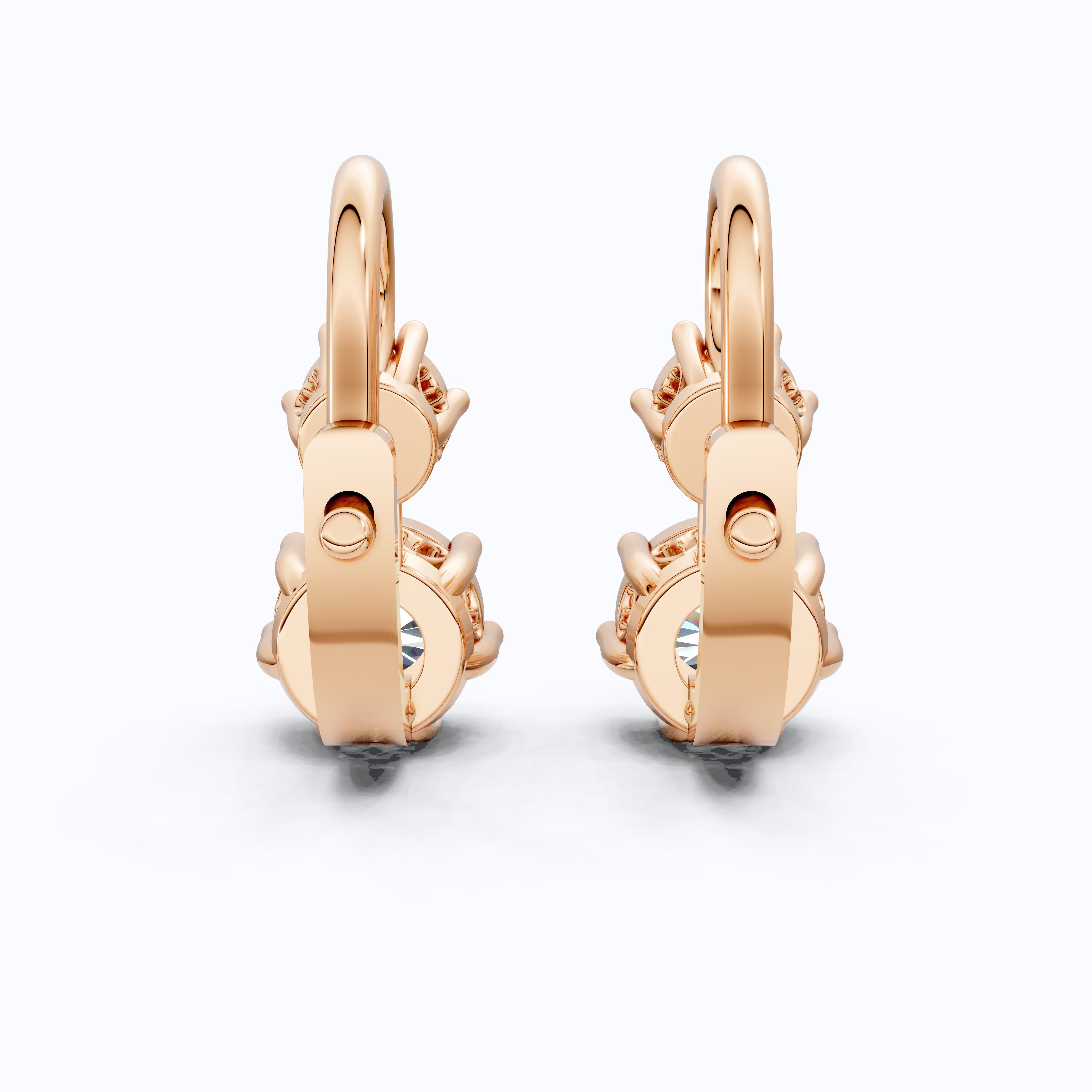 Round Cut Two Stone Wedding Earrings, Latch Back Closure