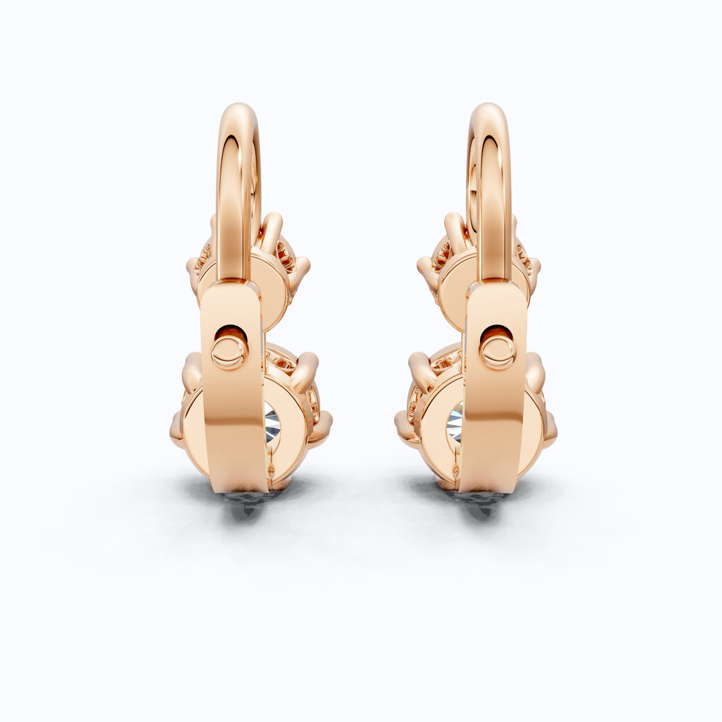 Round Cut Two Stone Wedding Earrings, Latch Back Closure