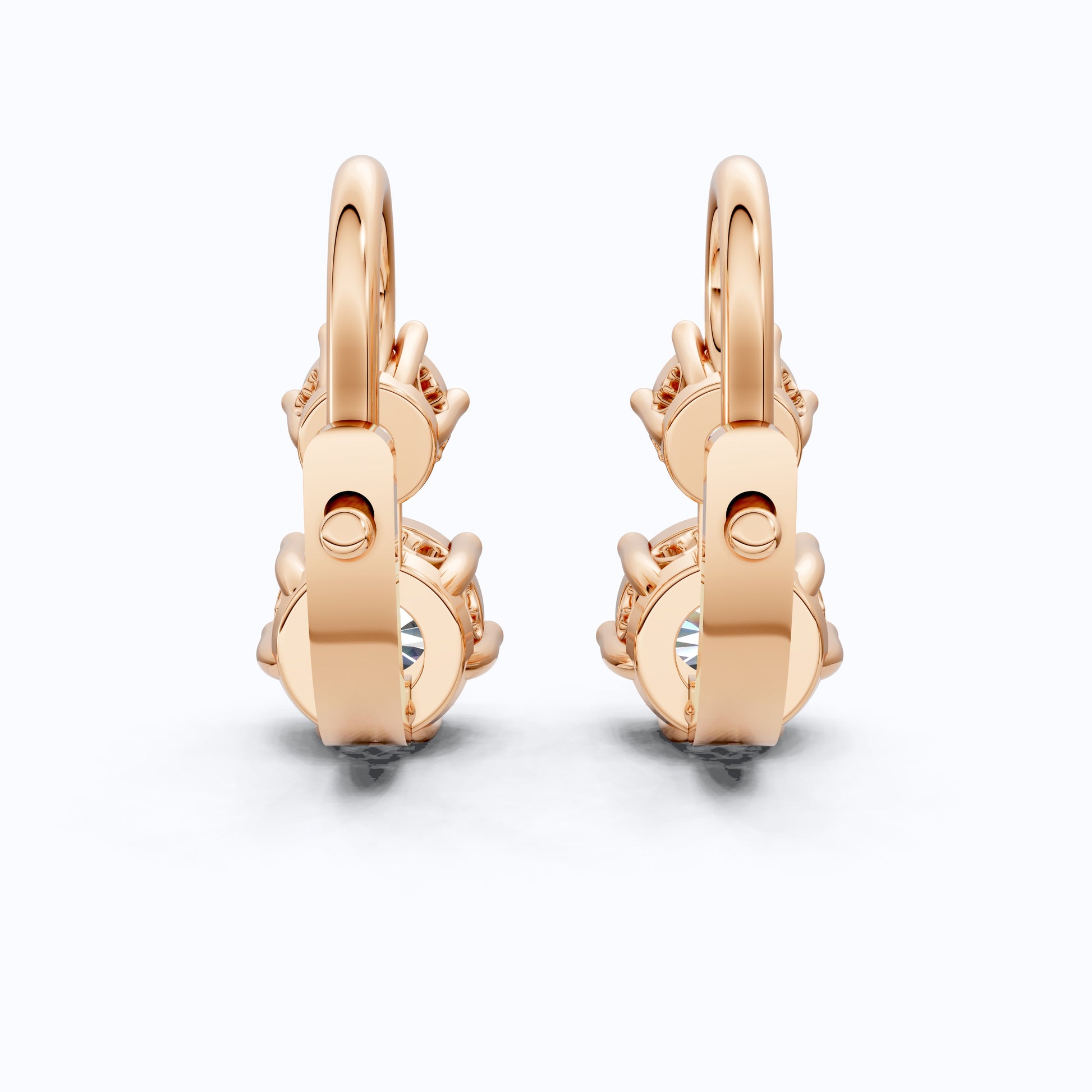 Round Cut Two Stone Wedding Earrings, Latch Back Closure