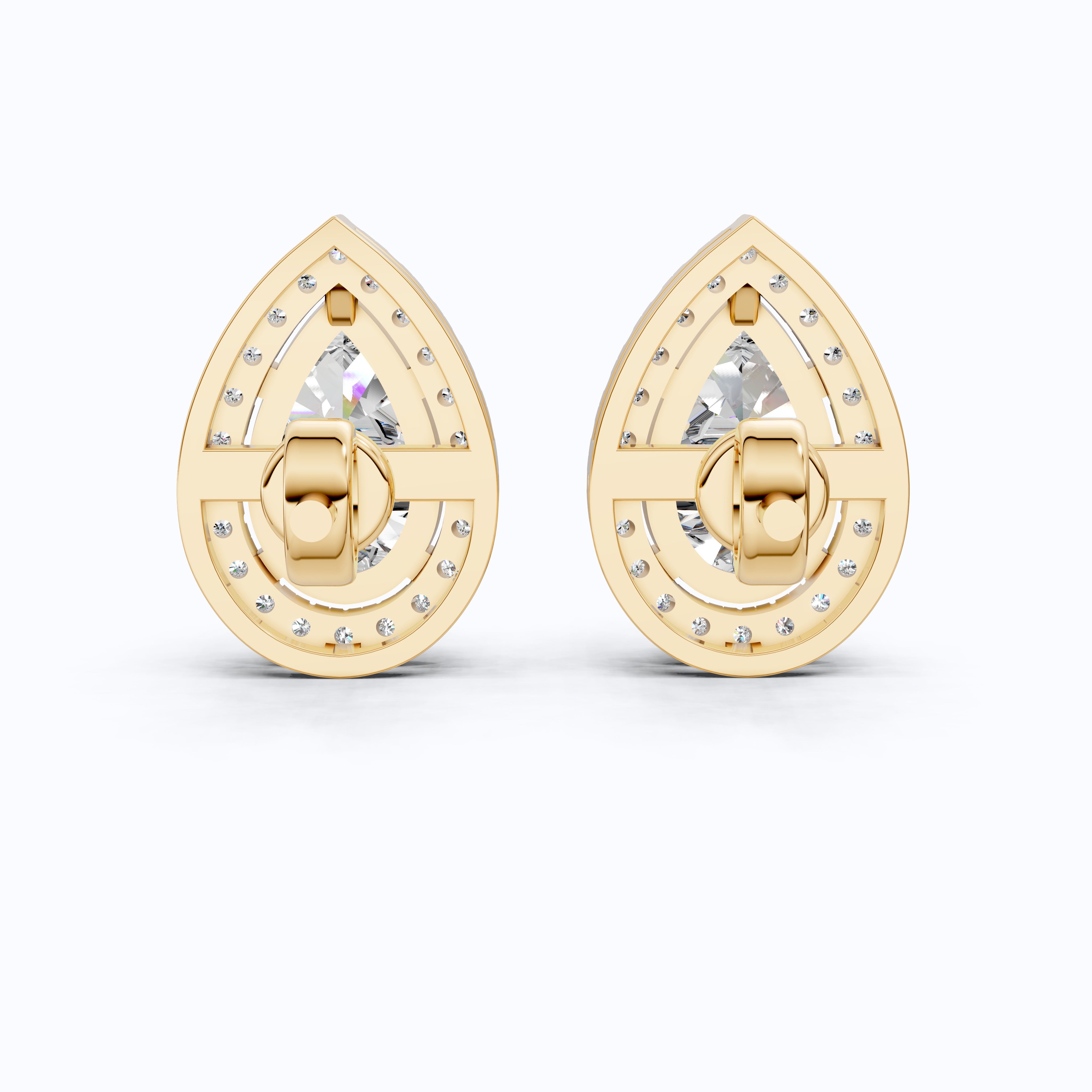 Classic Pear Halo Teardrop Stud Earrings in 14K Solid Gold, 2.20 TCW Pear Cut Lab Grown Diamonds, Everyday Jewelry, Wedding Gift for Her