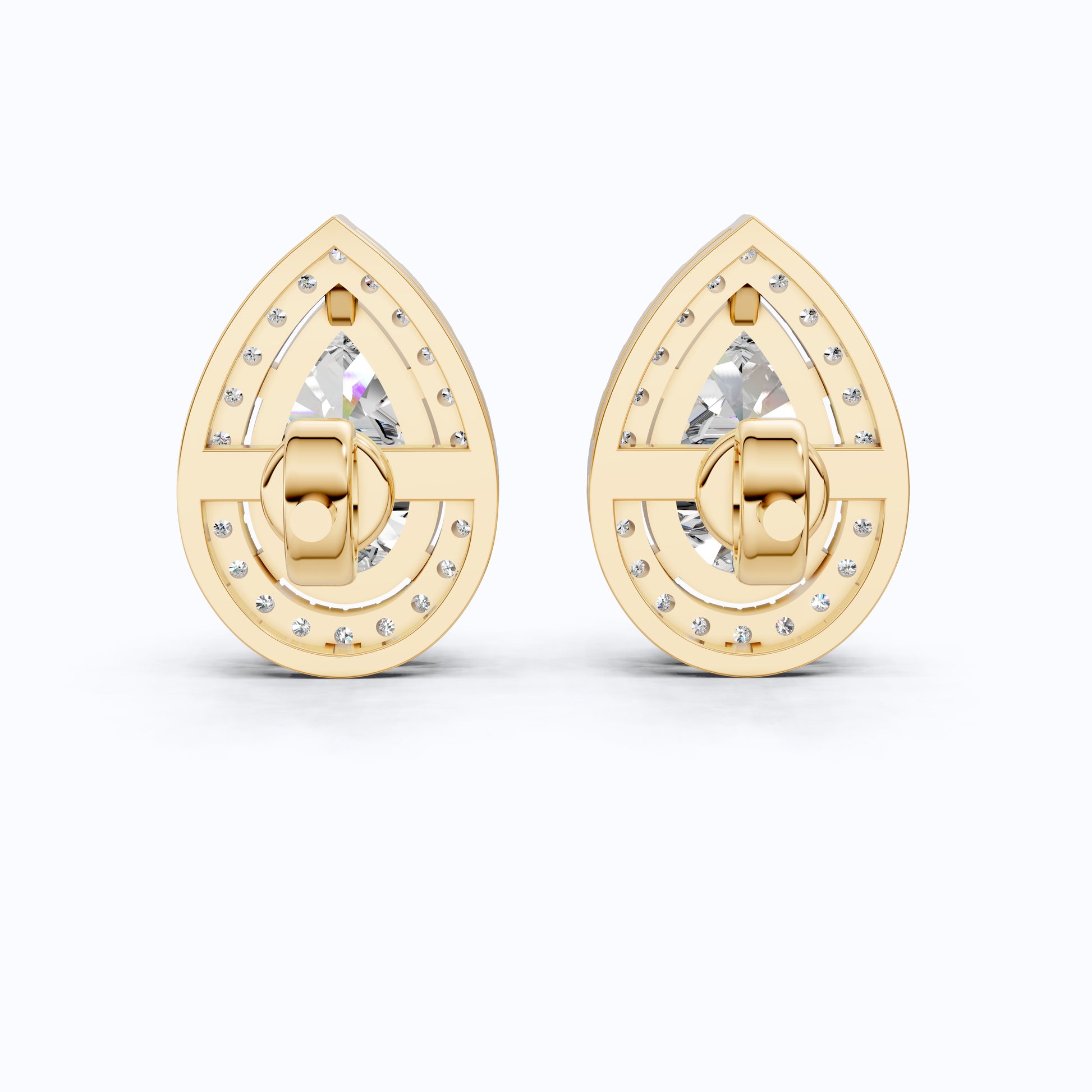 Classic Pear Halo Teardrop Stud Earrings in 14K Solid Gold, 2.20 TCW Pear Cut Lab Grown Diamonds, Everyday Jewelry, Wedding Gift for Her