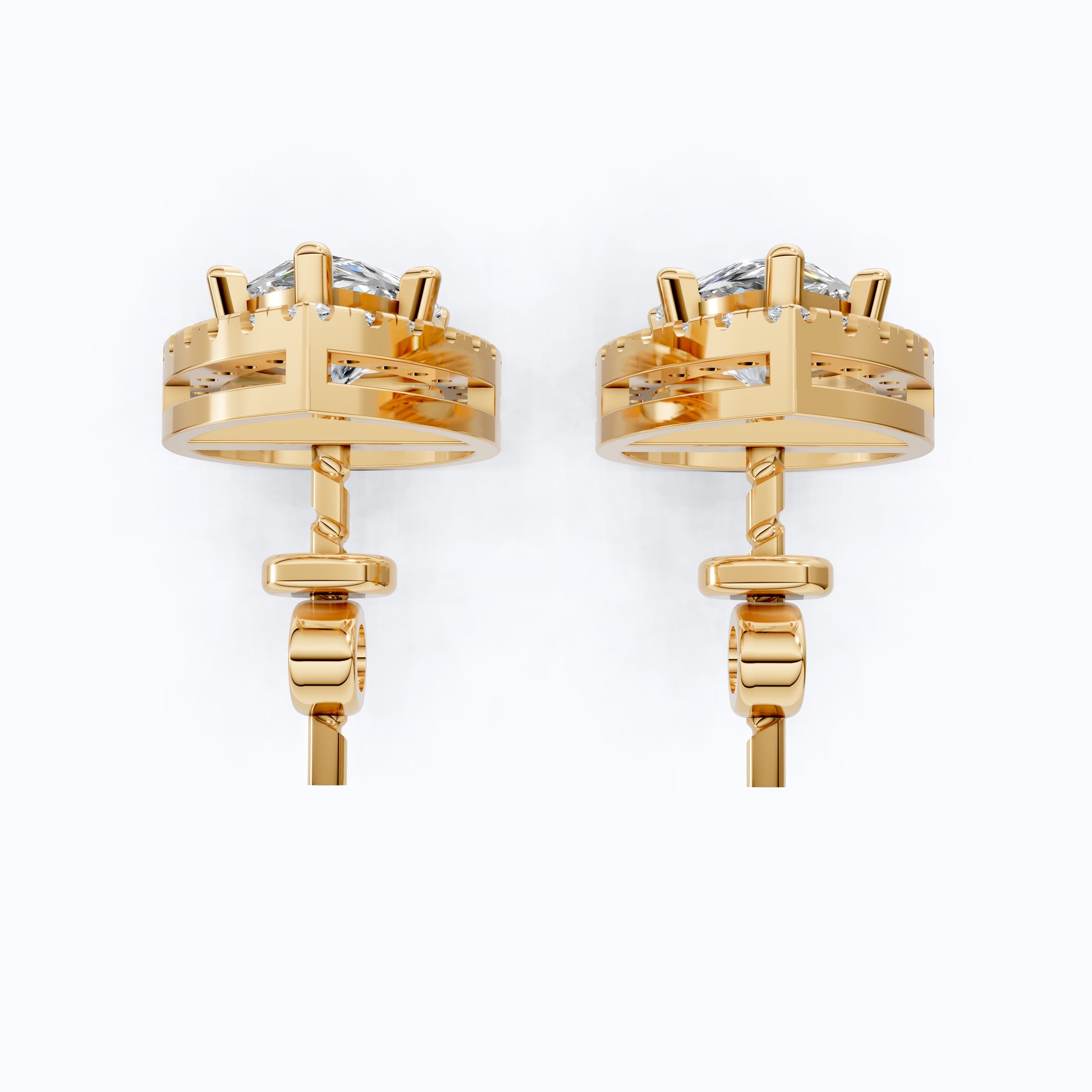 Classic Pear Halo Teardrop Stud Earrings in 14K Solid Gold, 2.20 TCW Pear Cut Lab Grown Diamonds, Everyday Jewelry, Wedding Gift for Her