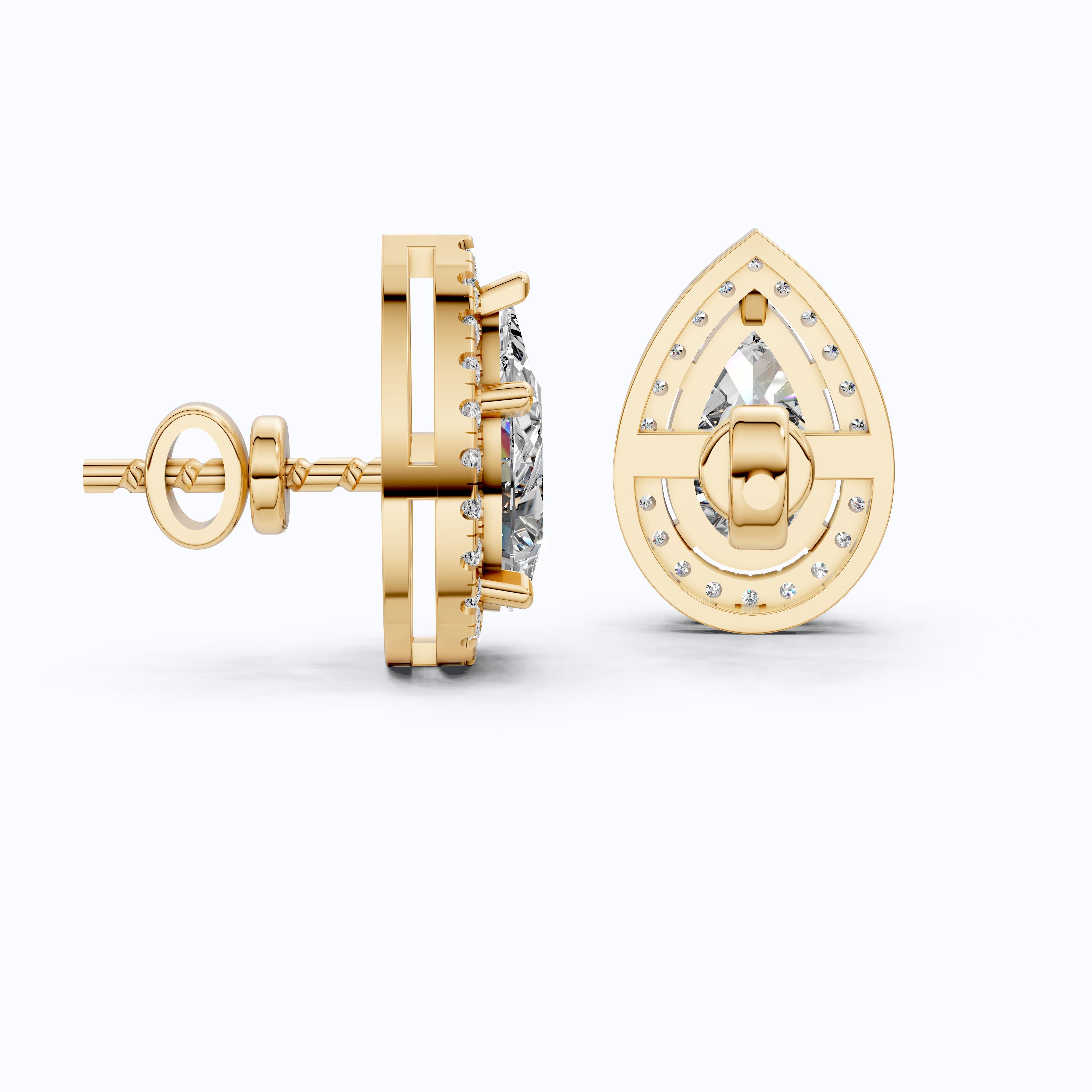 Classic Pear Halo Teardrop Stud Earrings in 14K Solid Gold, 2.20 TCW Pear Cut Lab Grown Diamonds, Everyday Jewelry, Wedding Gift for Her