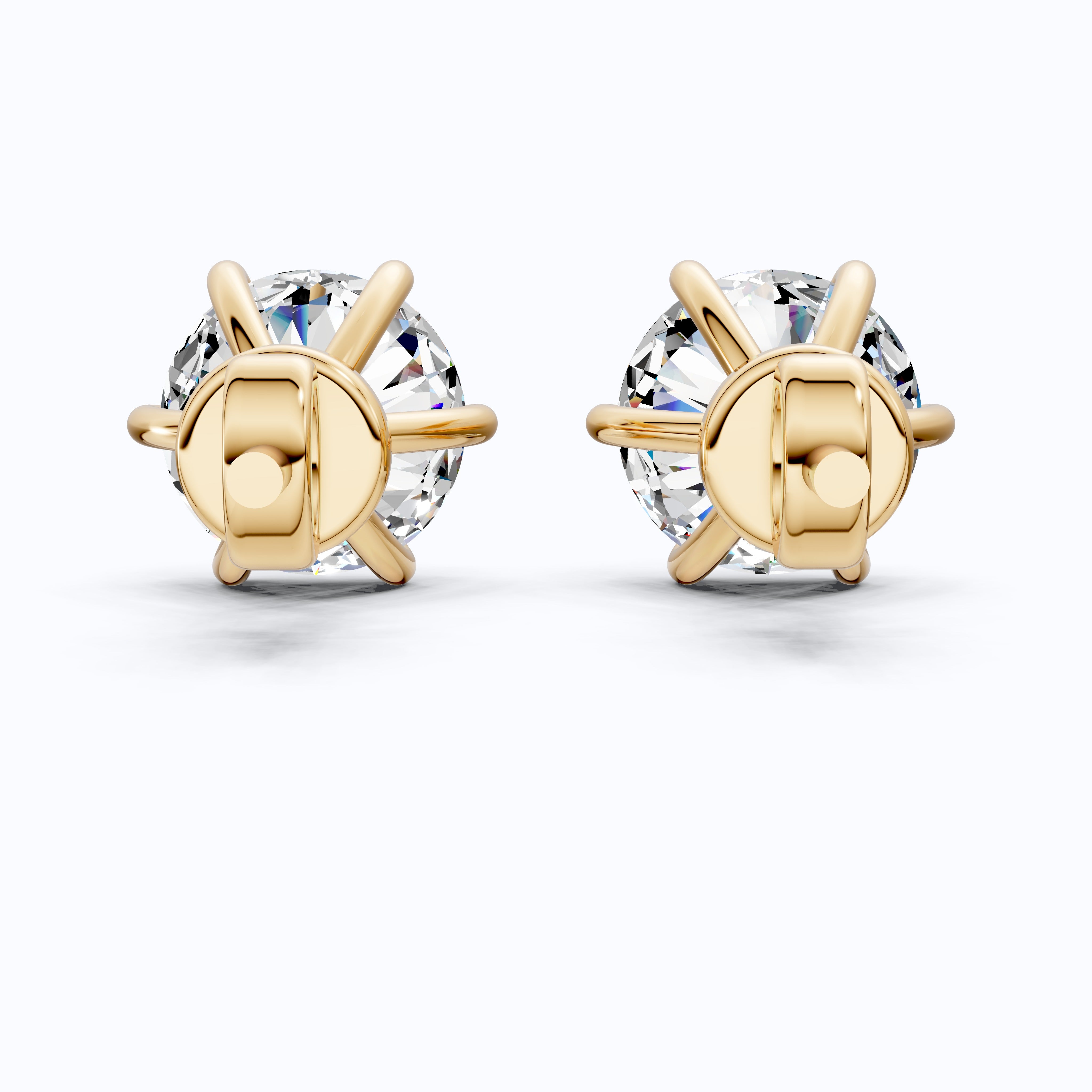 8.00 MM Modern Stud Earrings in 14K Yellow Gold, 4.00 TCW Round Cut Lab Created Diamonds, Unique Earrings For Wife, Handmade Jewelry